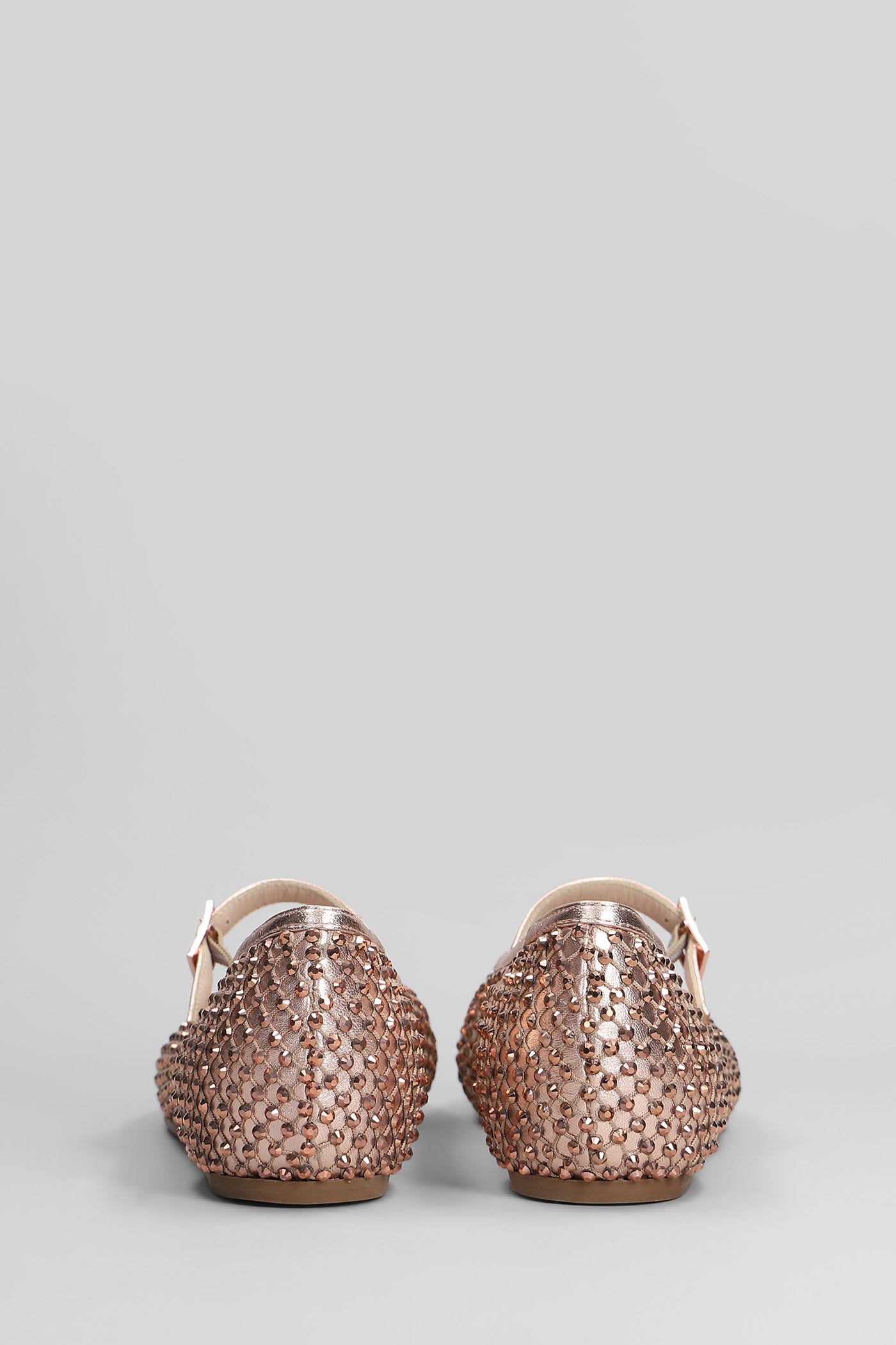 Le Silla Gilda Gold Ballet Flats In Neutral