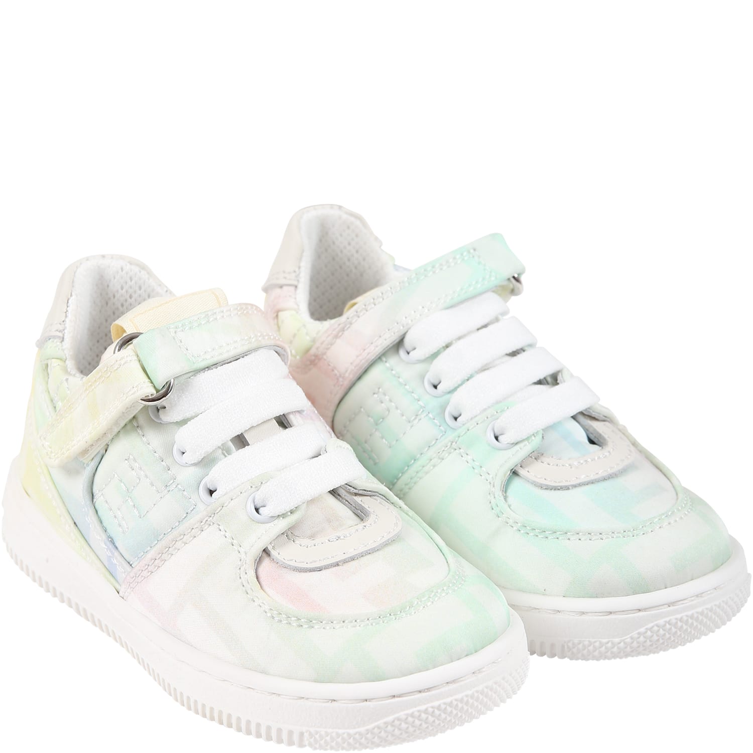 Shop Fendi Multicolor Sneakers For Girl With Double Ff