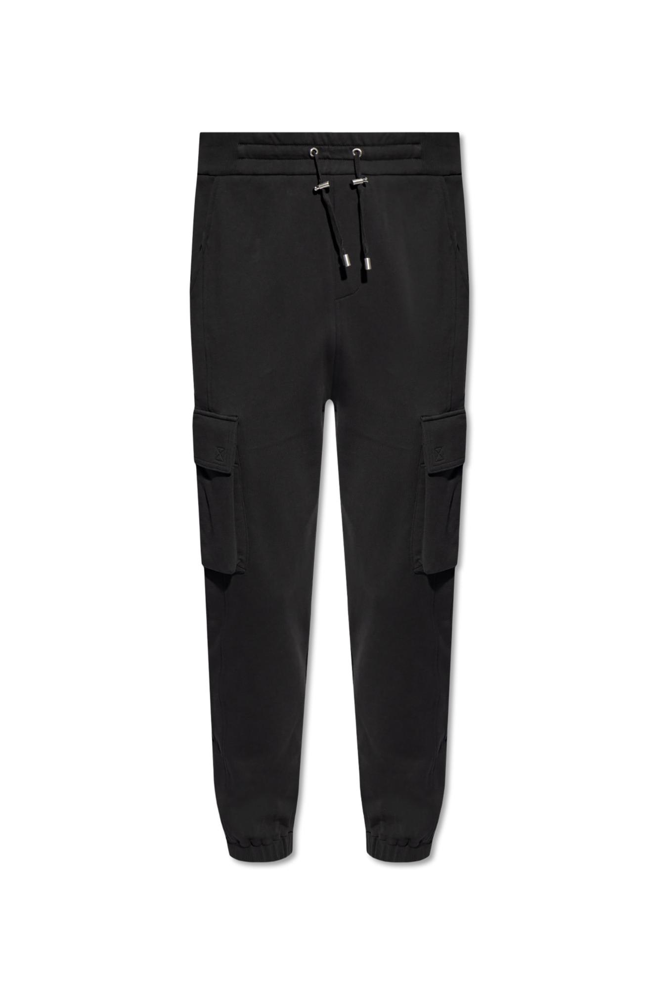 Shop Balmain Cargo Sweatpants In Black