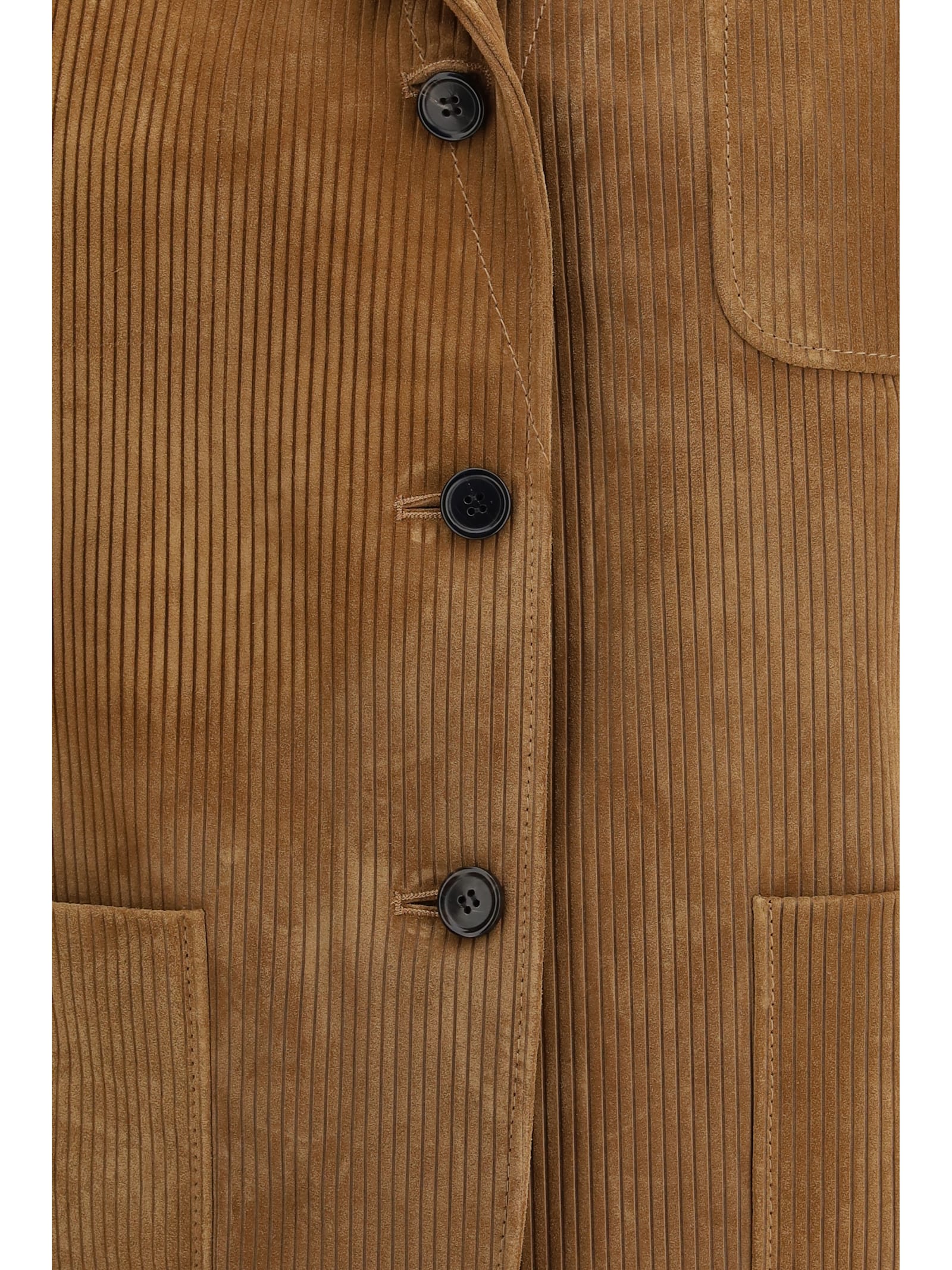 Thom Browne Ribbed Suede Jacket In Brown