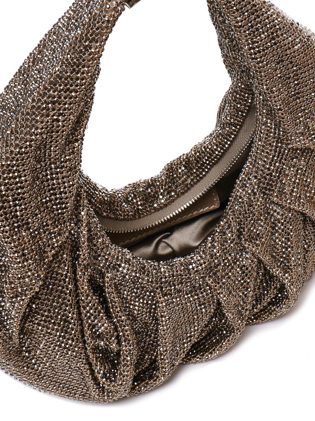 Shop Benedetta Bruzziches Yennefer Embellished Zipped Tote Bag In Rhinestone Mesh/a Kiss In The