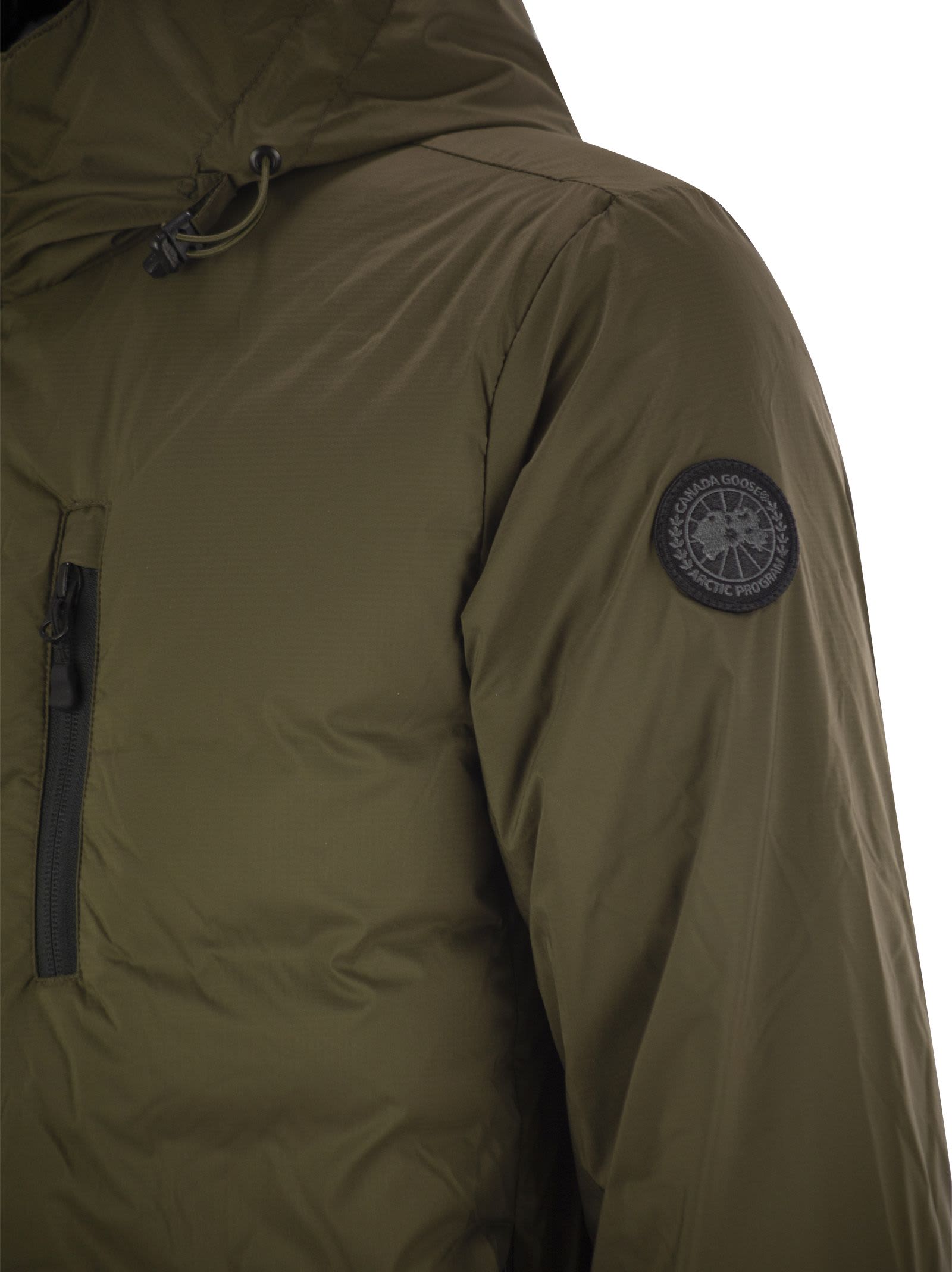 Shop Canada Goose Lodge - Hooded Down Jacket With Matt Finish In Military Green