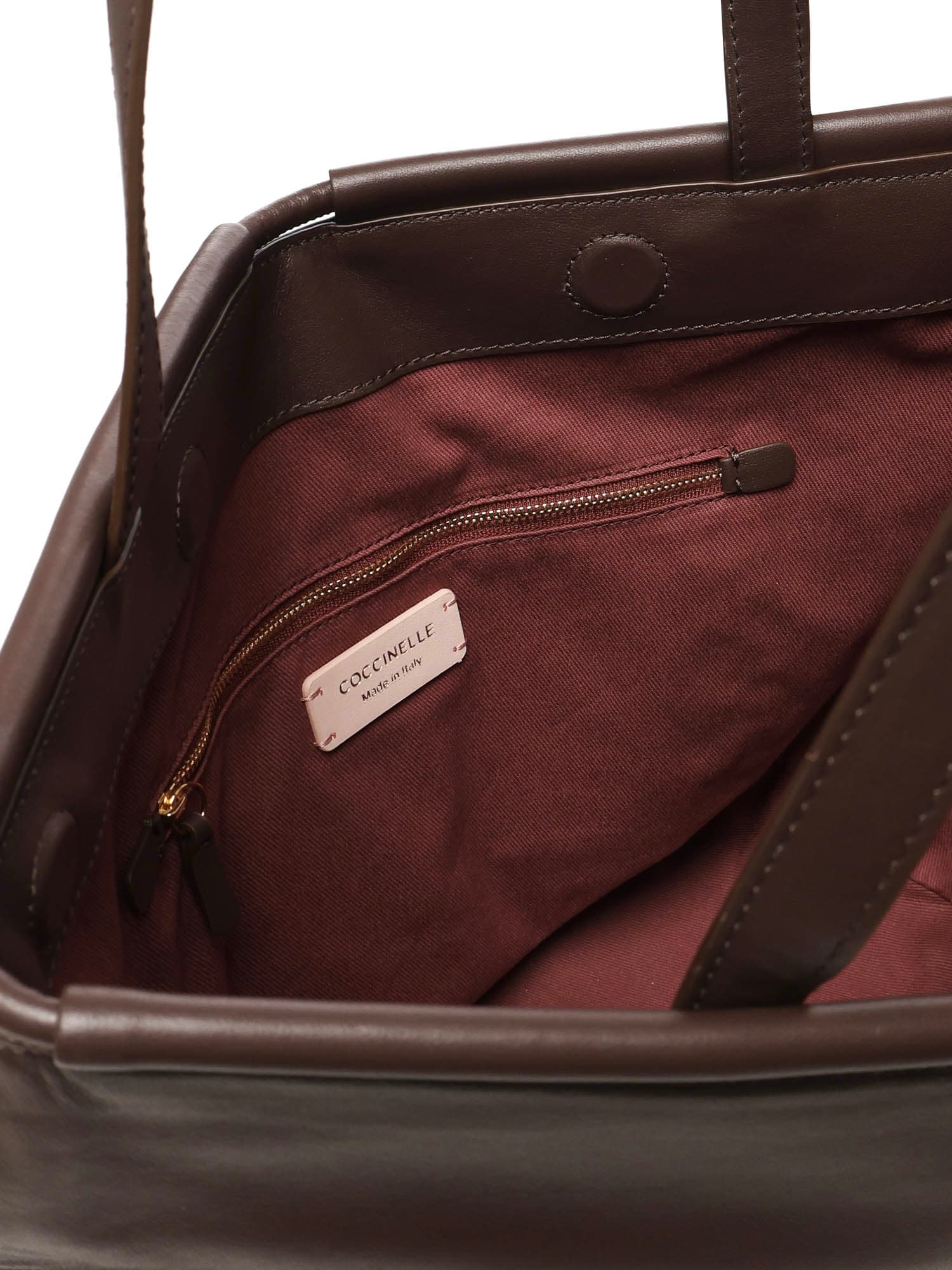 Coccinelle Ring-detail Leather Shoulder Bag In Brown