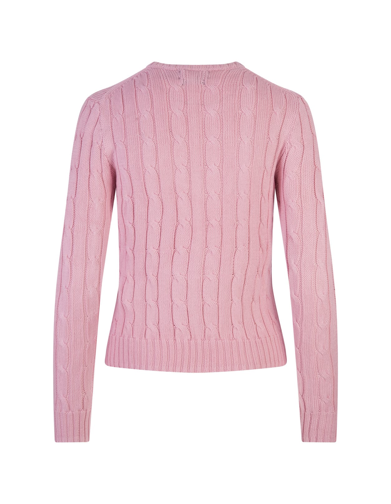 Shop Ralph Lauren Crew Neck Sweater In Pink Braided Knit