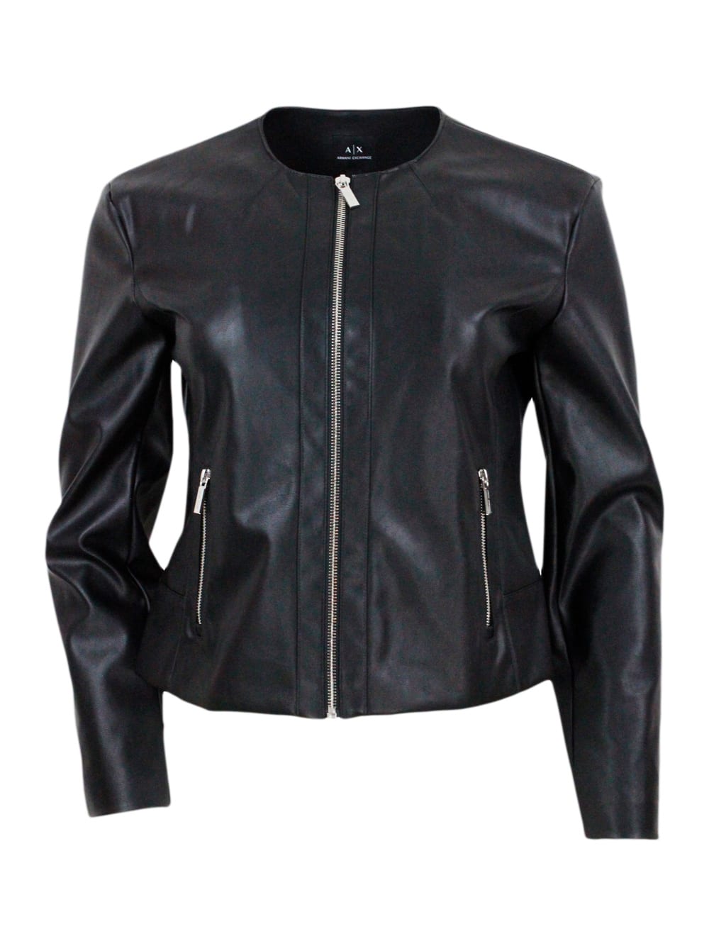 Slim-fit Eco-leather Jacket With Zip Closure And Side Pockets