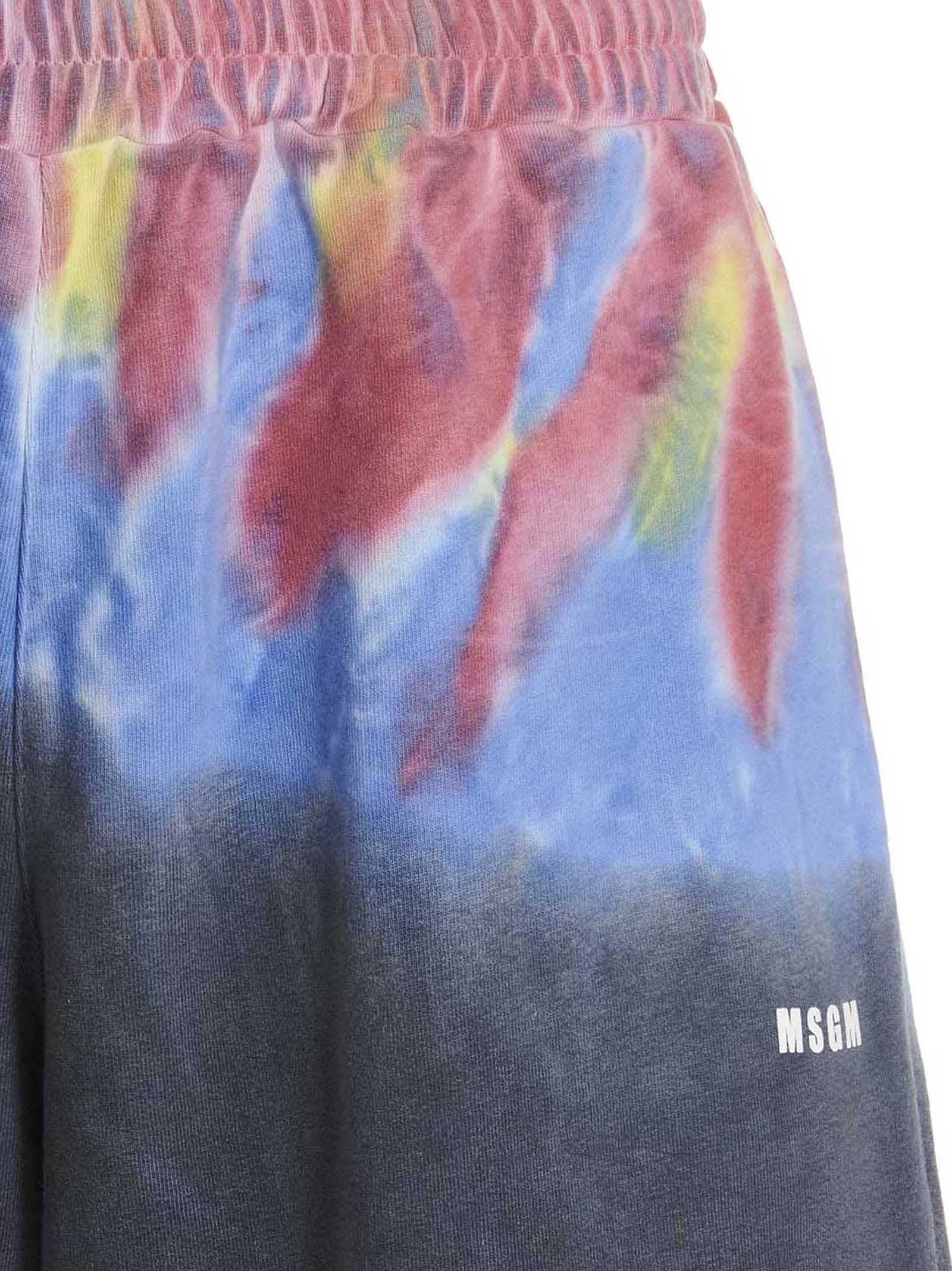 Shop Msgm Logo Print Tie Dye Bermuda Shorts By Burro Studio In Multicolor