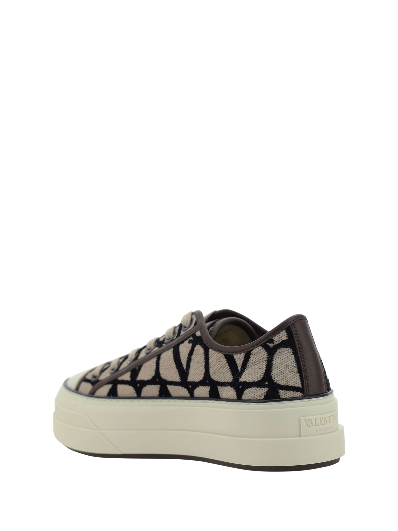 Shop Valentino Toile Iconographe Sneakers In Naturale-nero/fondant