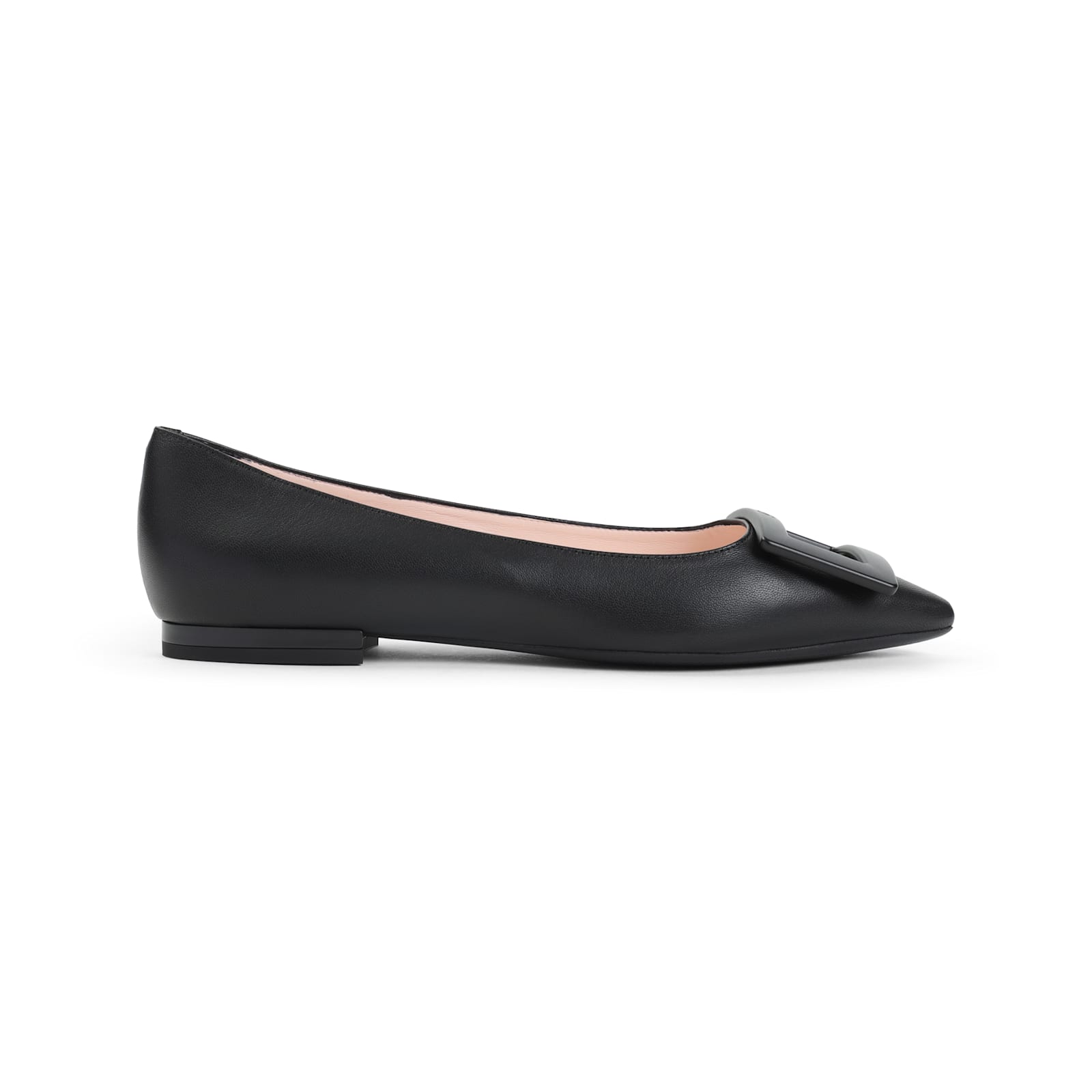 Roger Vivier Black Goat Leather Gommettine 05 Ballerinas In Black