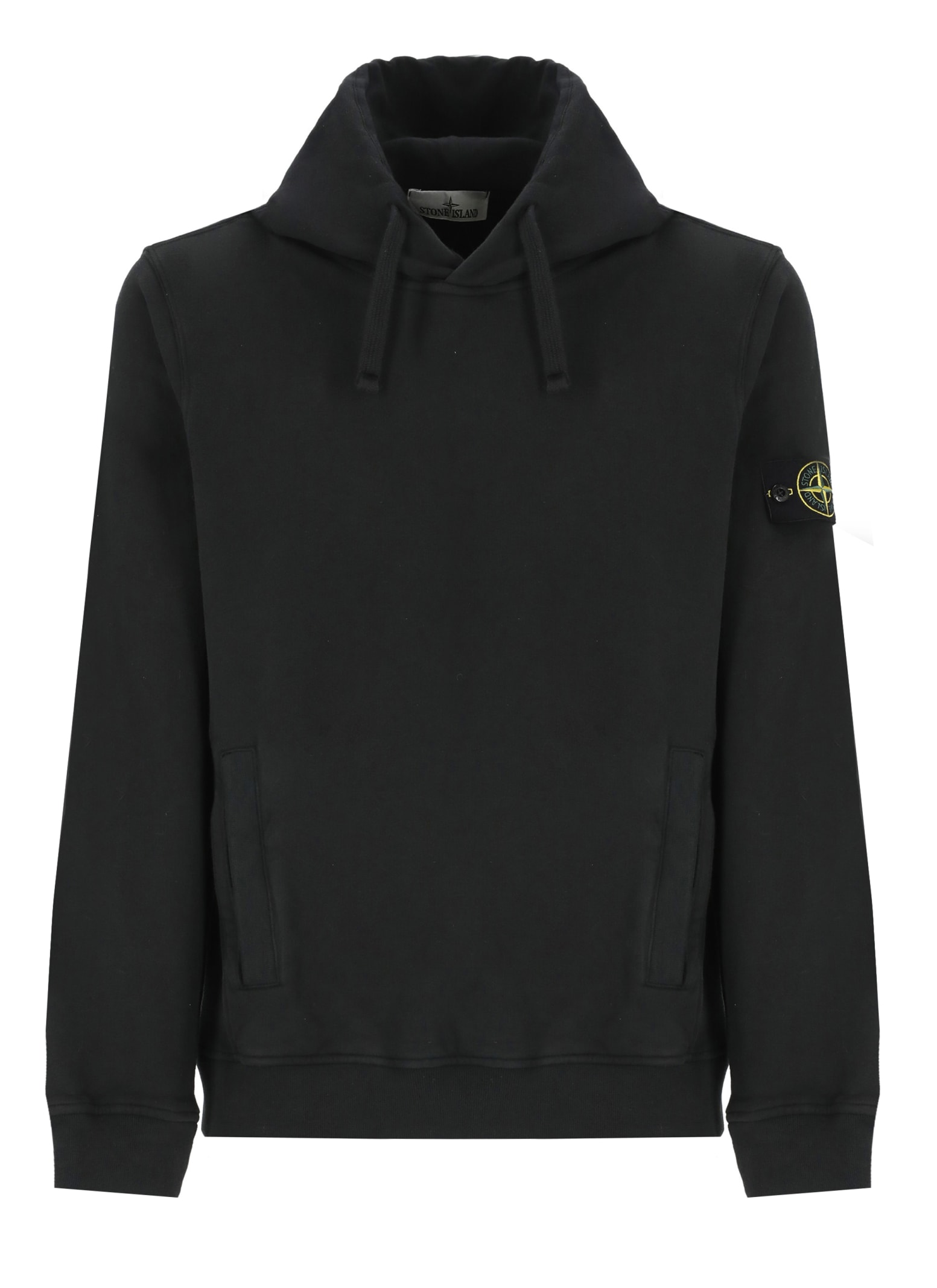 Shop Stone Island Hoodie With Logo In Black