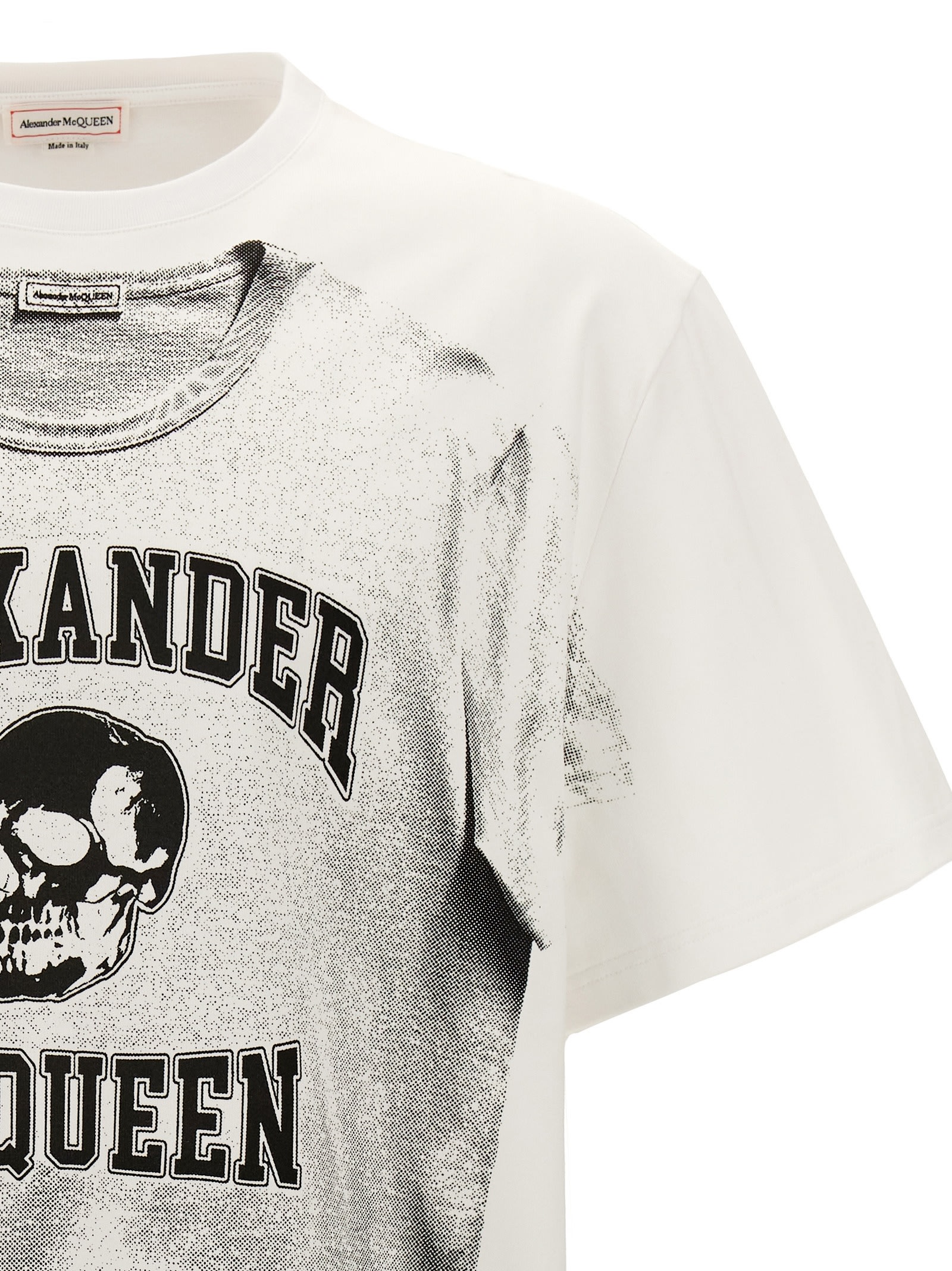 Alexander Mcqueen Printed Compact Cotton T-shirt In White/black
