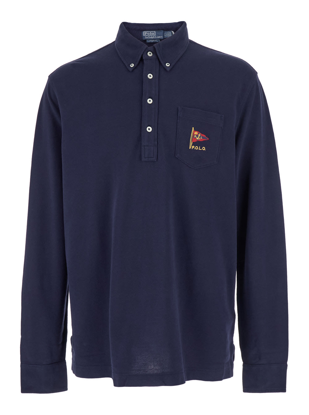 Polo Ralph Lauren Blue Polo With Classic Collar And Embroidered Logo On The Front In Blue