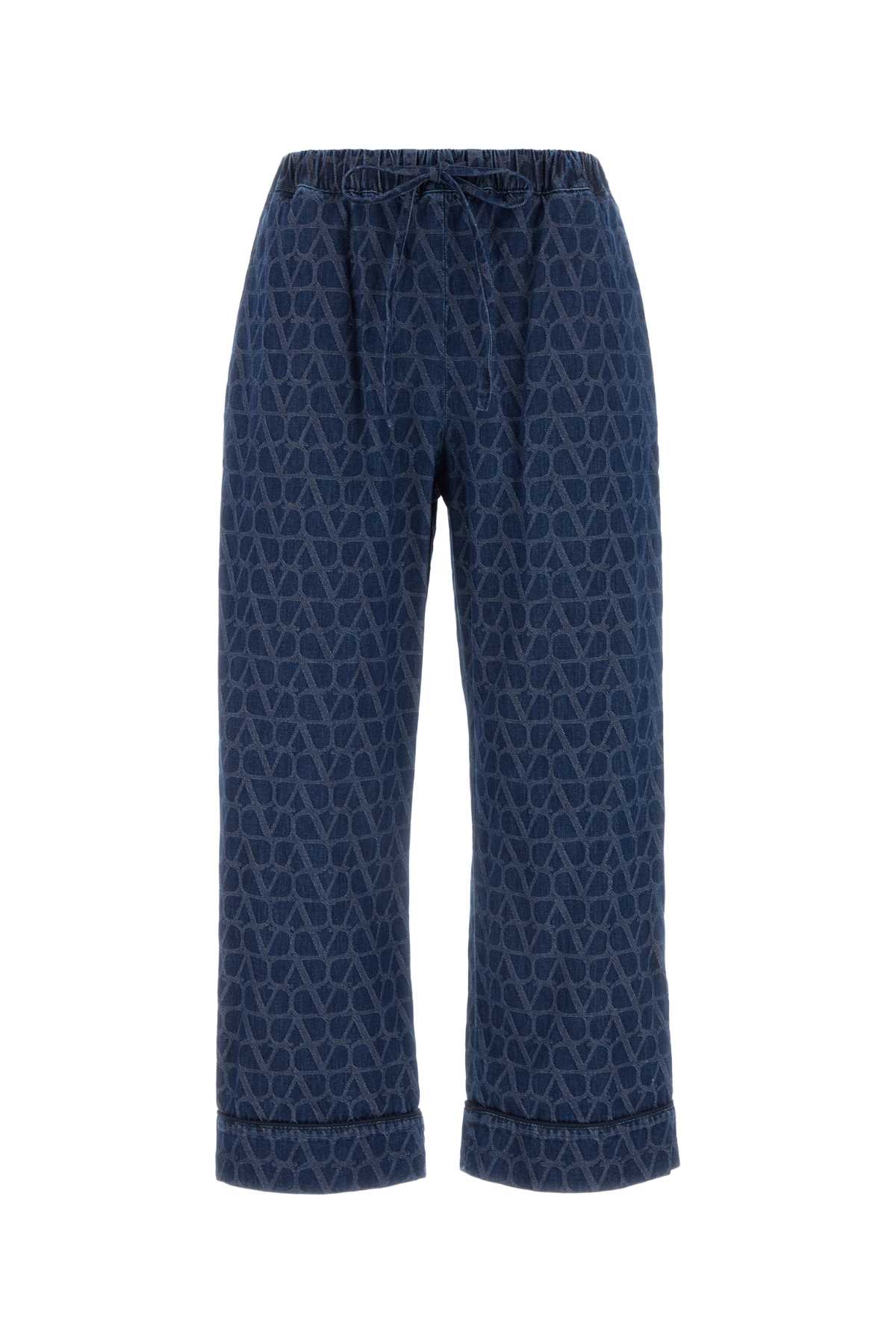 Shop Valentino Toile Iconographe Pant In Mediumbluedenim