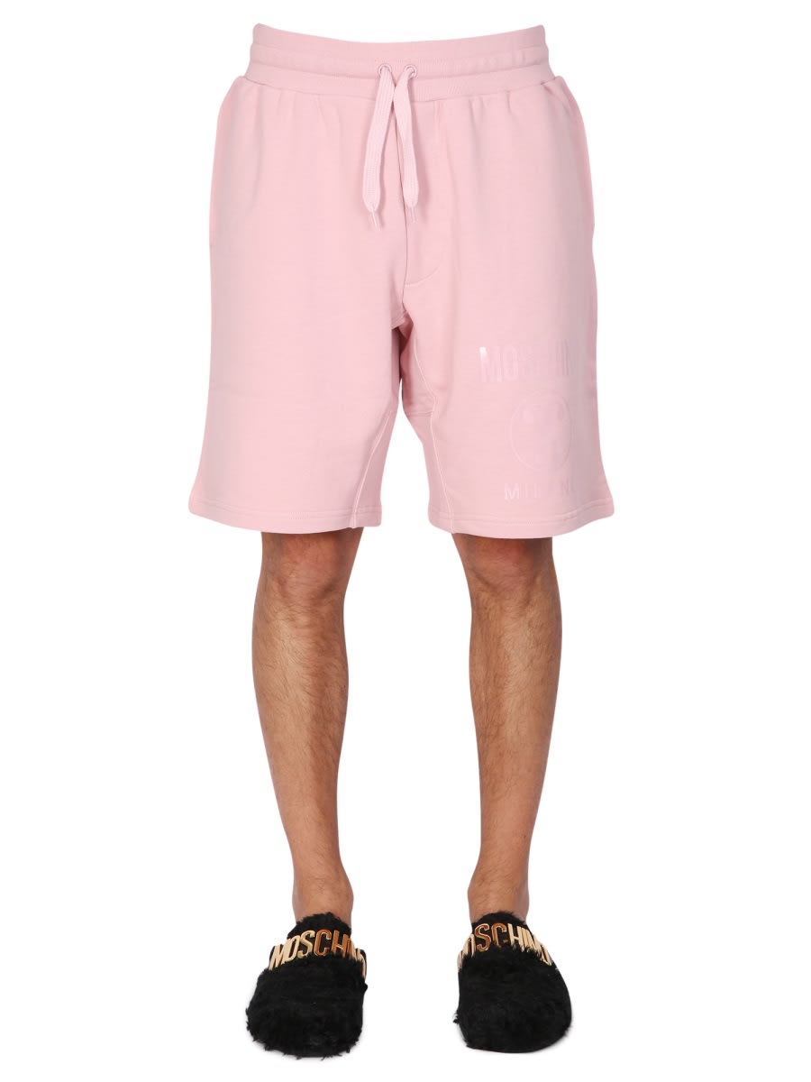 Shop Moschino Short With Logo In Pink