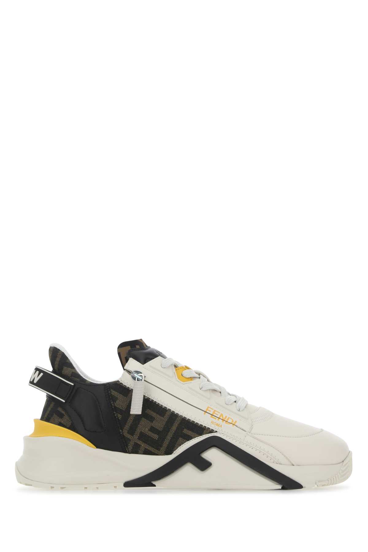 Shop Fendi Multicolor Leather And Fabric Flow Sneakers In F1hgr