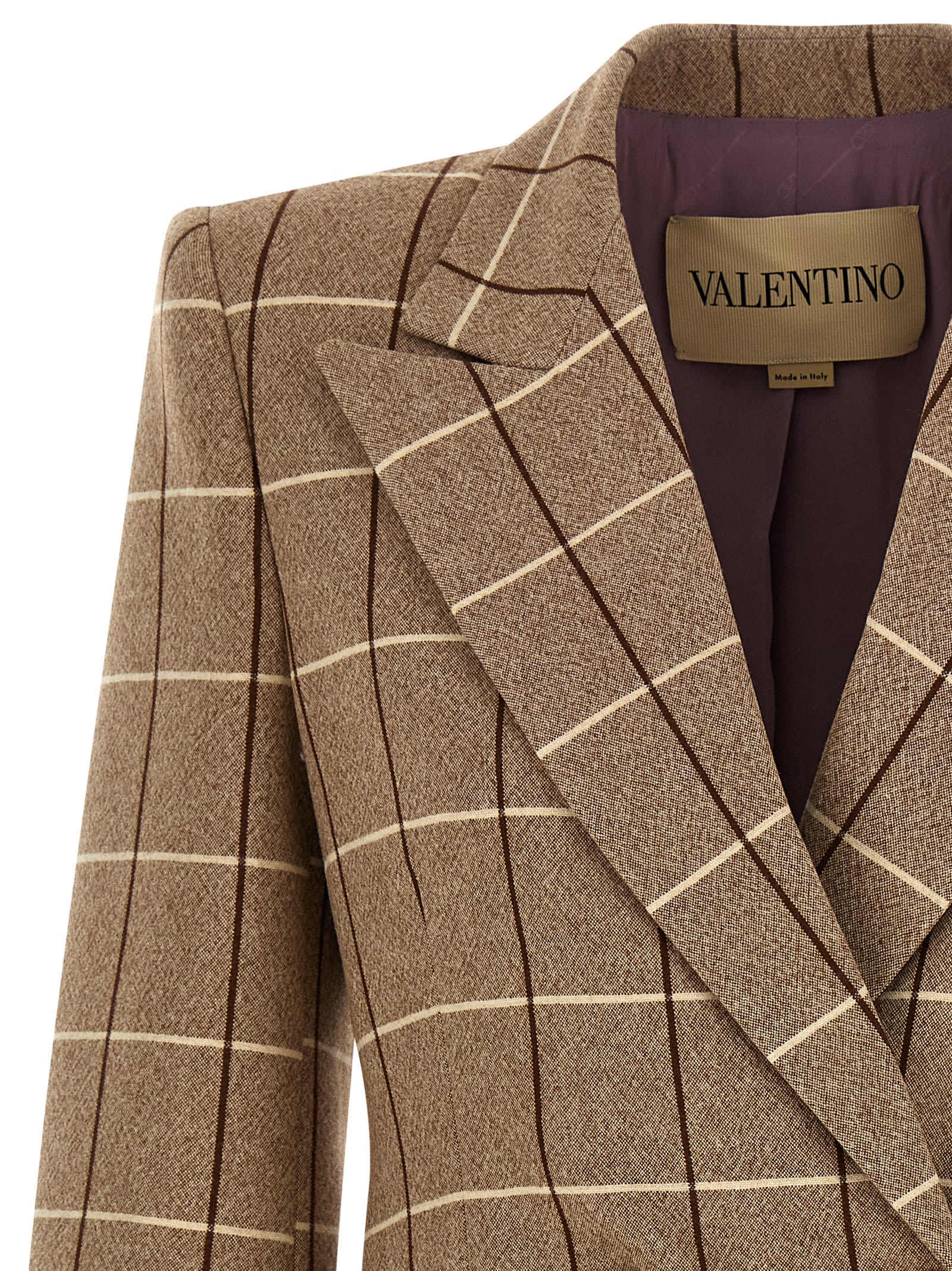 Valentino Garavani Double-breasted Blazer Blazers Beige In Brown
