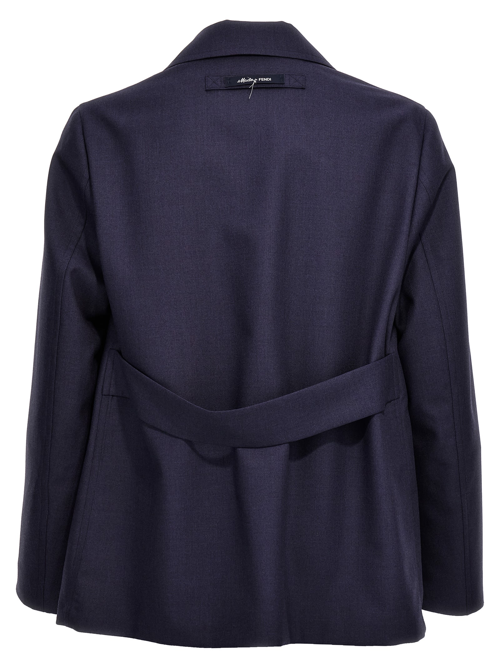 Shop Fendi Half Belt Jacket In Blue