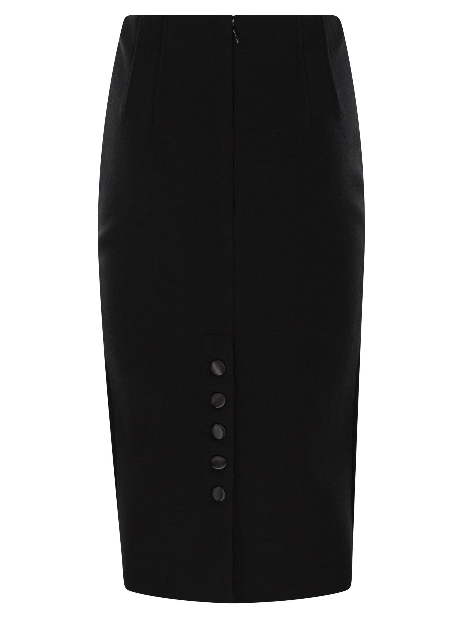 Elisabetta Franchi Wool Fabric Skirt In Black