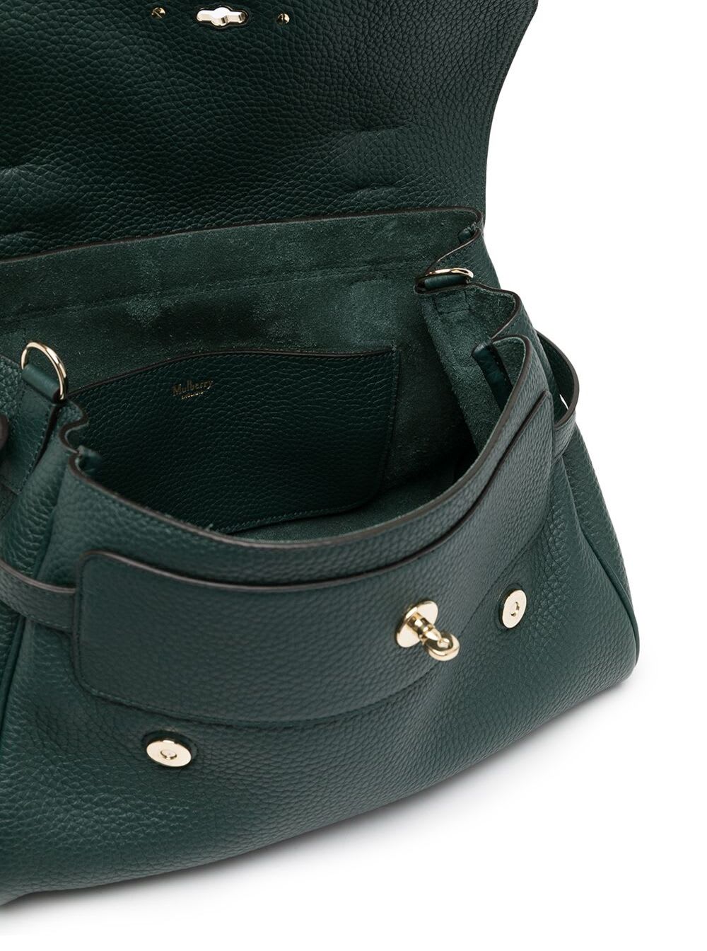 Shop Mulberry Womans Alexa Heavy Green Leather Handbag