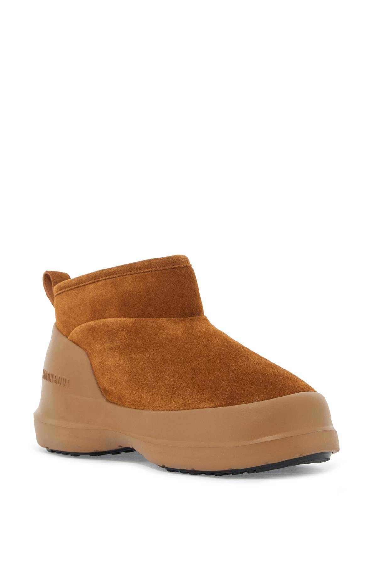 Shop Moon Boot Luna Low Suede Leather Ankle In Cognac (brown)