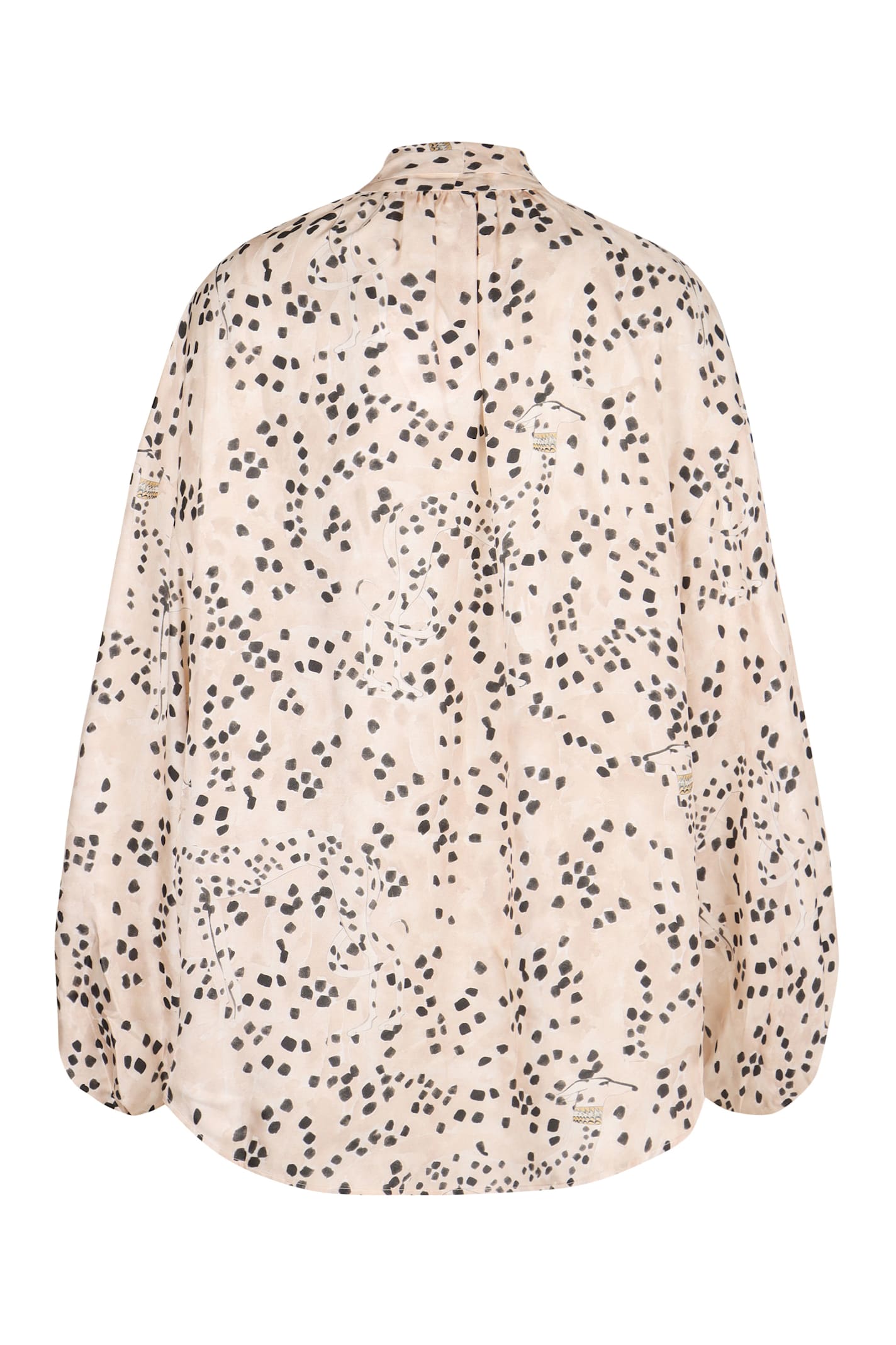 Shop Zimmermann Billow Printed Silk Blouse In Panna