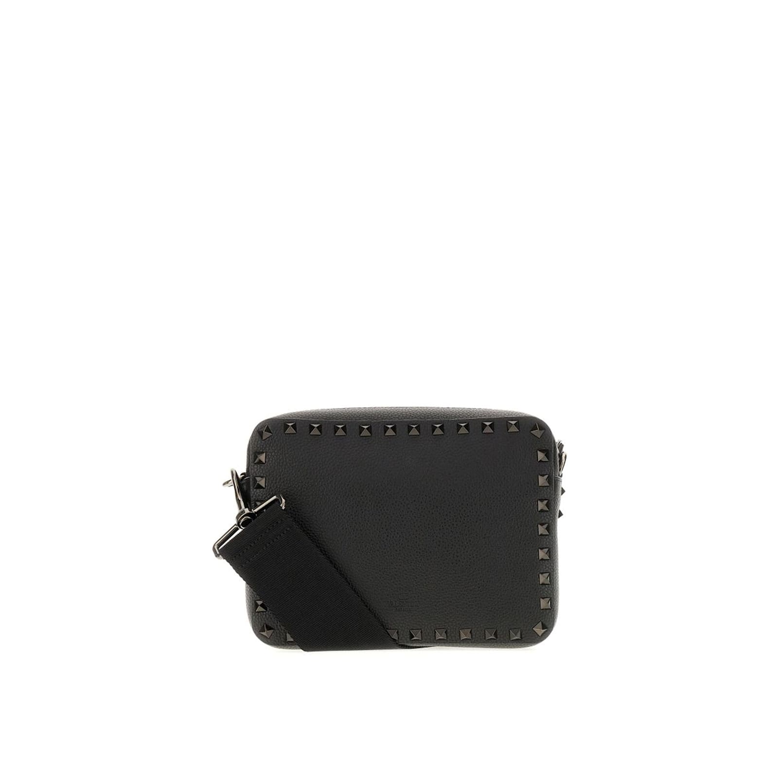 Shop Valentino Garavani Rockstud Leather Shoulder Bag In Black