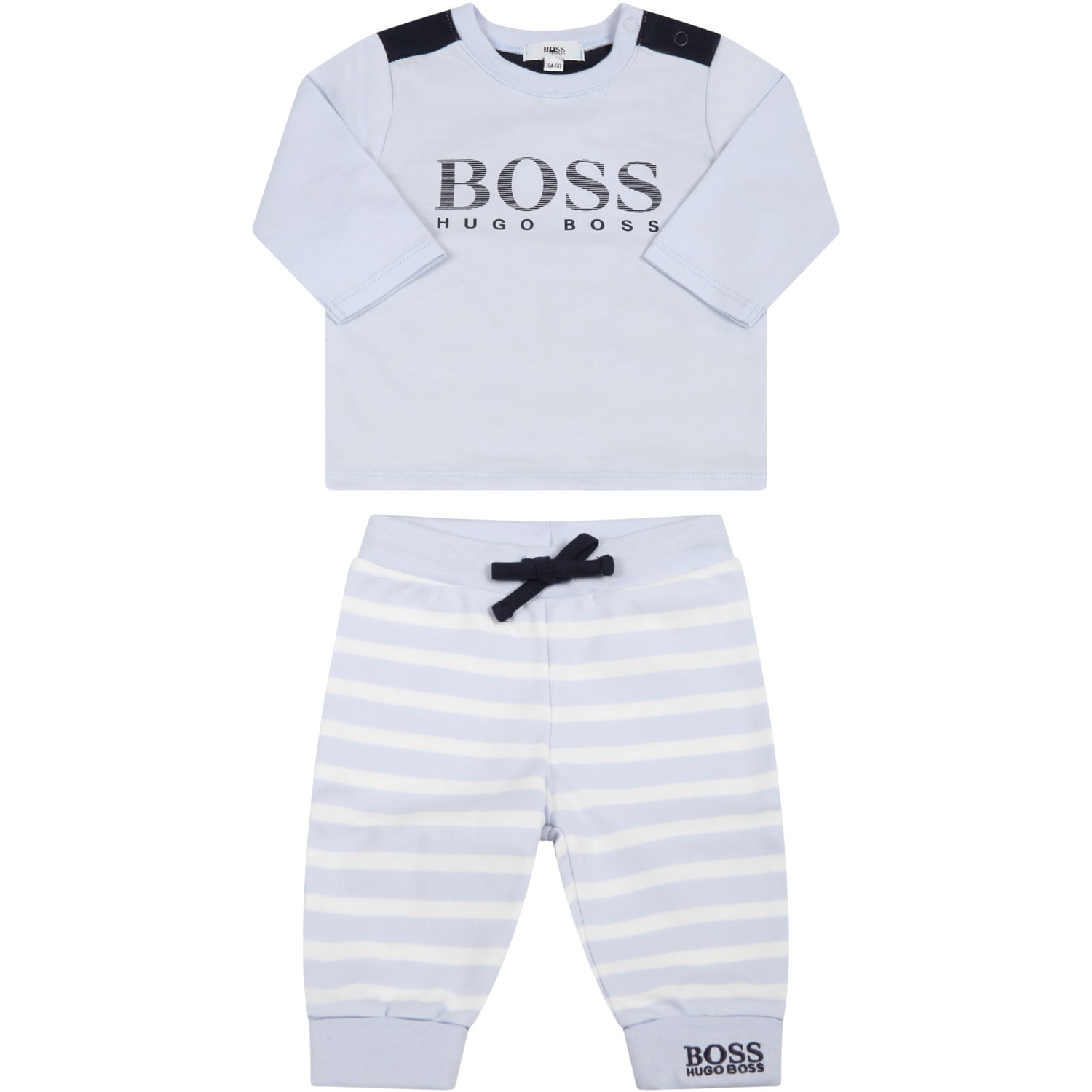 Hugo Boss Light-blue Set For Baby Boy With Logo