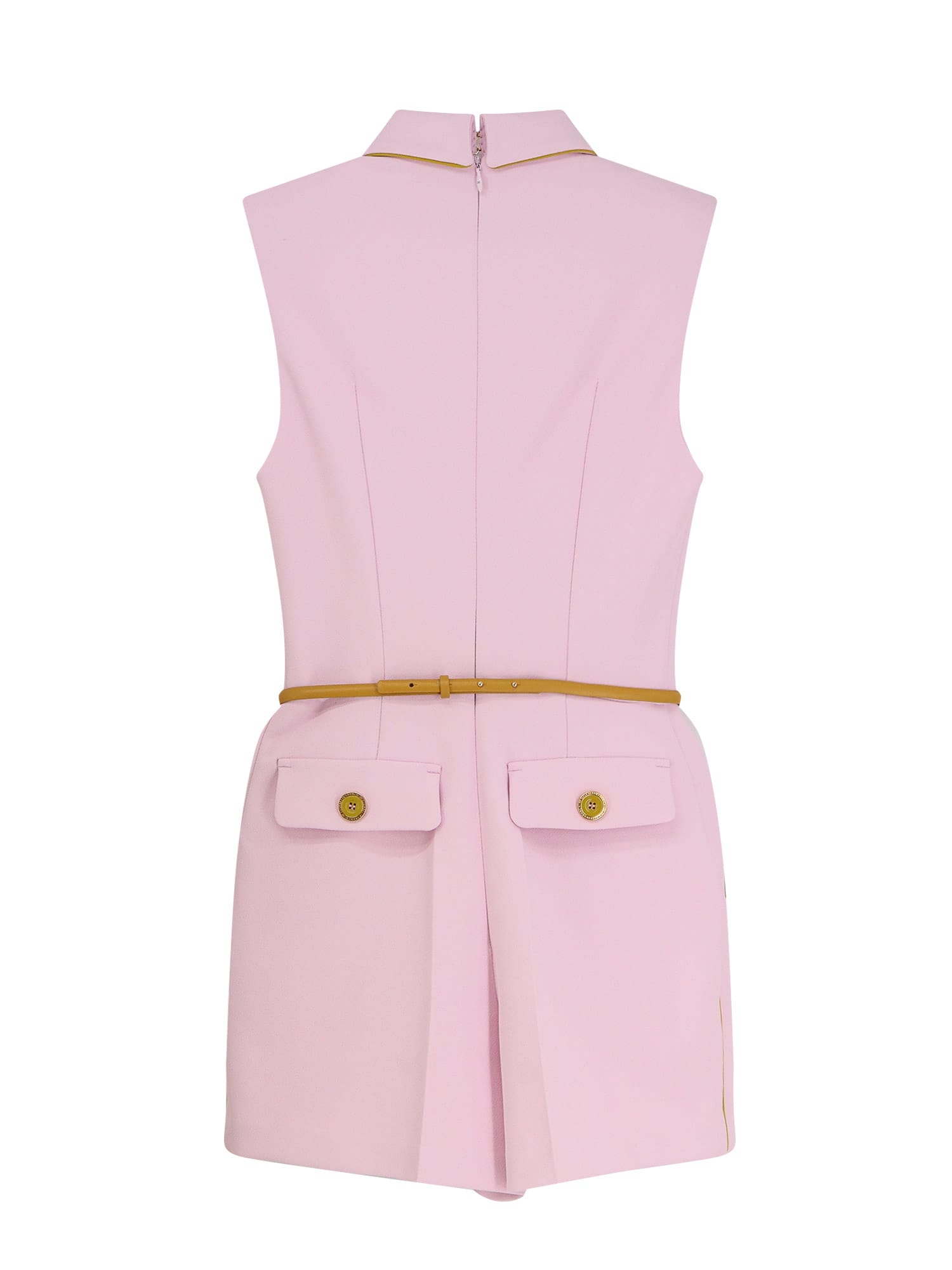 Elisabetta Franchi Jumpsuit With Shoulder Pads And Leather Belt In Purple