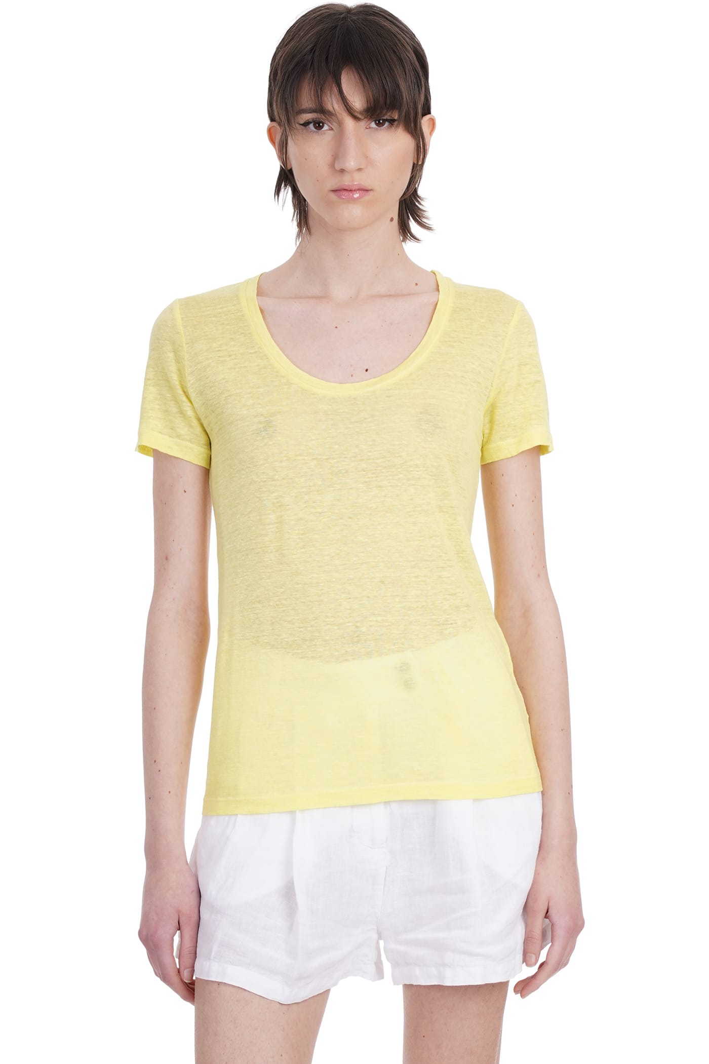 120% Lino T-shirt In Yellow Linen