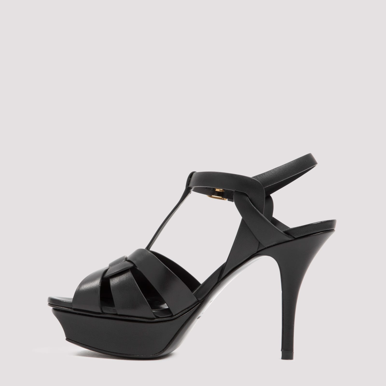 Saint Laurent Tribute Platform Sandals In Smooth Leather Shoes In Black