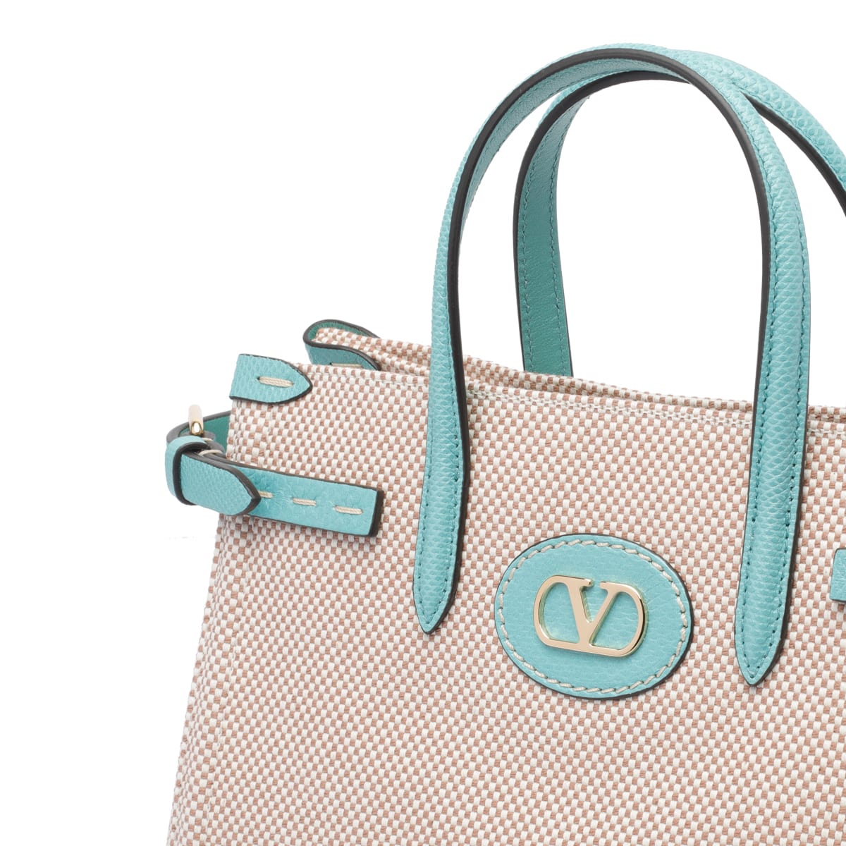 Valentino Antibes Canvas And Karung Shopping Tote Bag In Beige