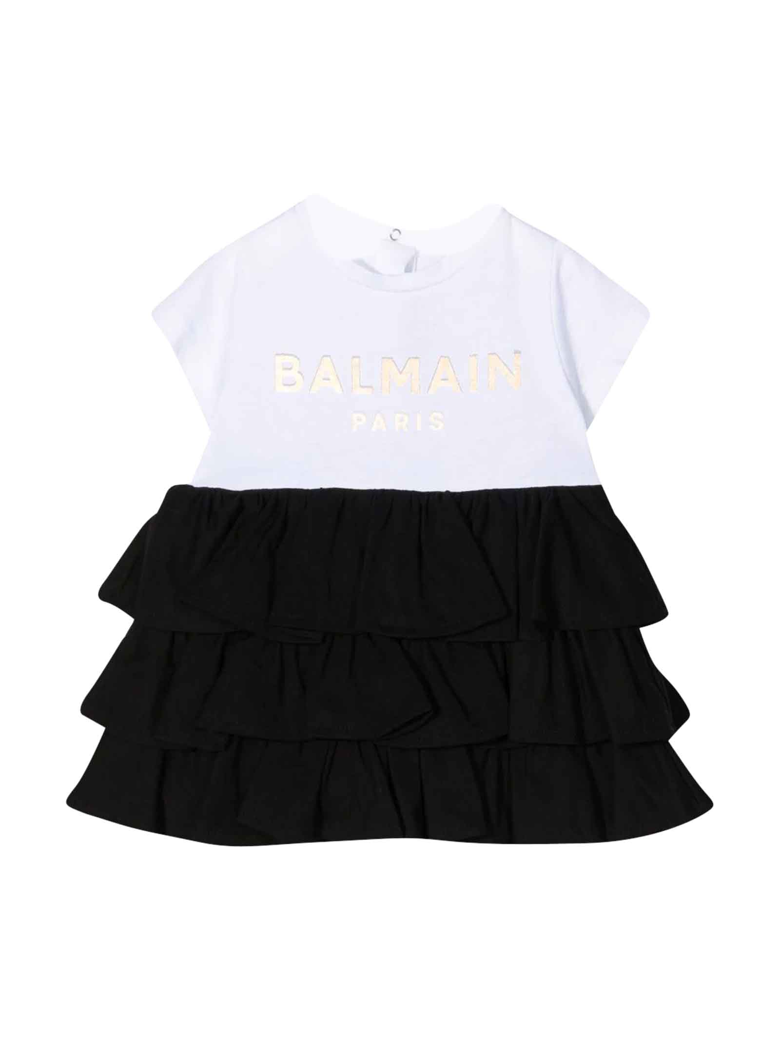 BALMAIN TWO-TONE DRESS BABY GIRL