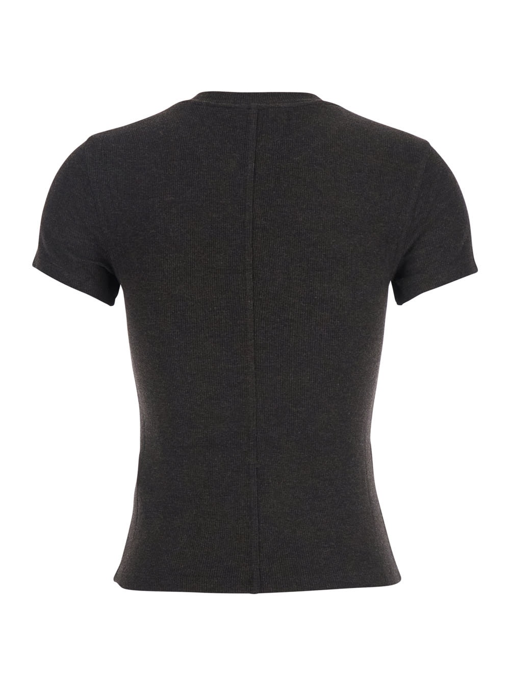 Frame Ribbed Short-sleeve T-shirt In Gray