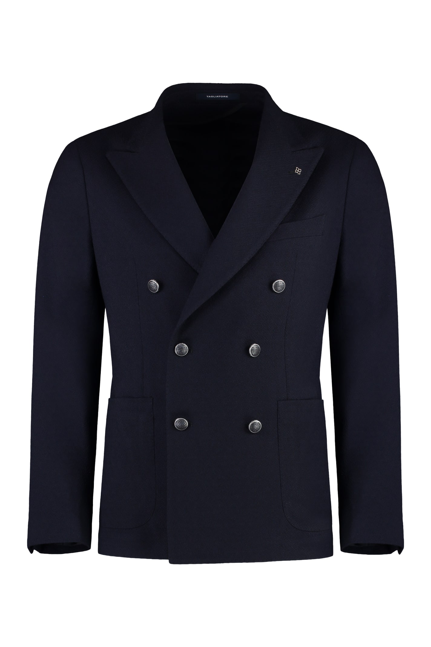 Shop Tagliatore Double-breasted Virgin Wool Jacket In Blue