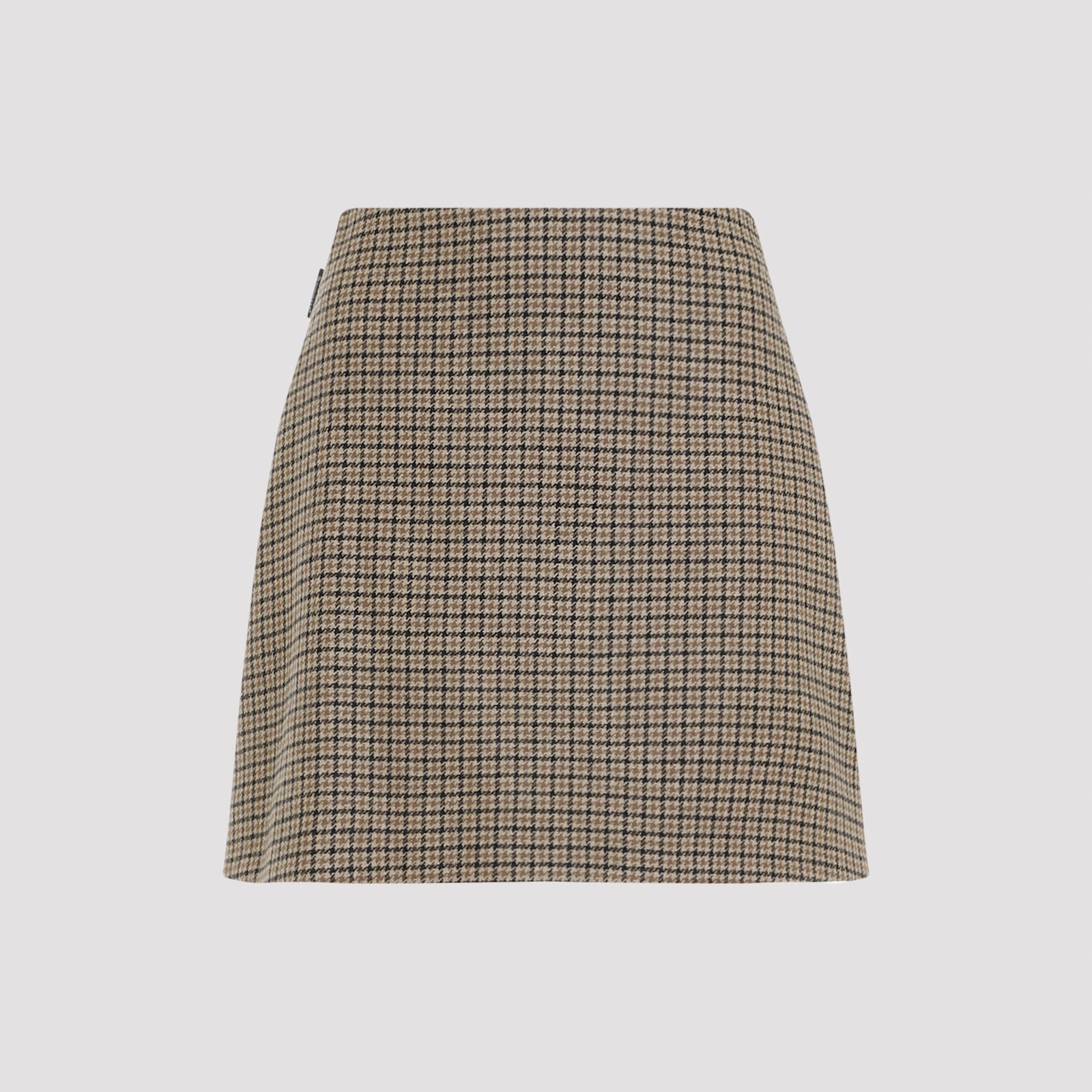 Moncler Beige & Green Wool Mini Skirt In Miscellaneous