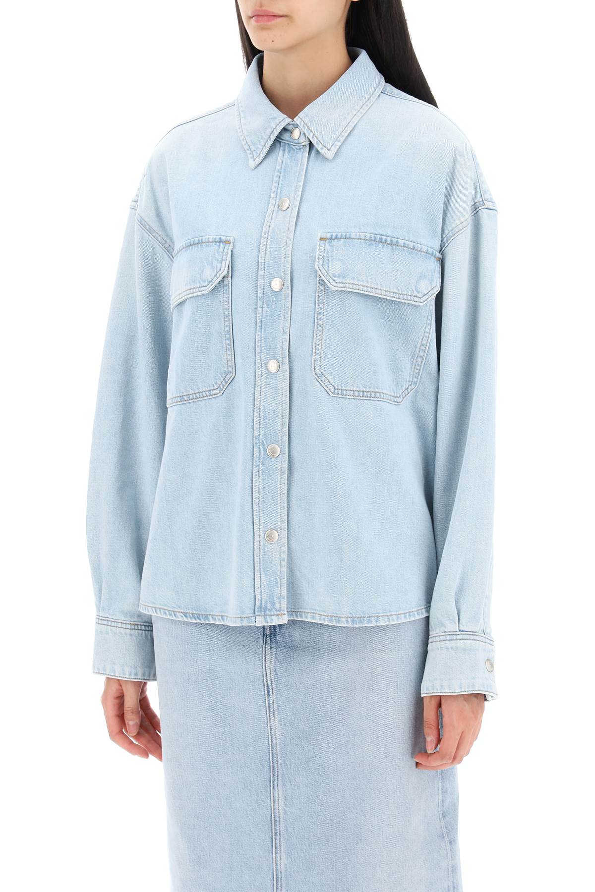 Shop Agolde S Denim Shirt In Tension (blue)