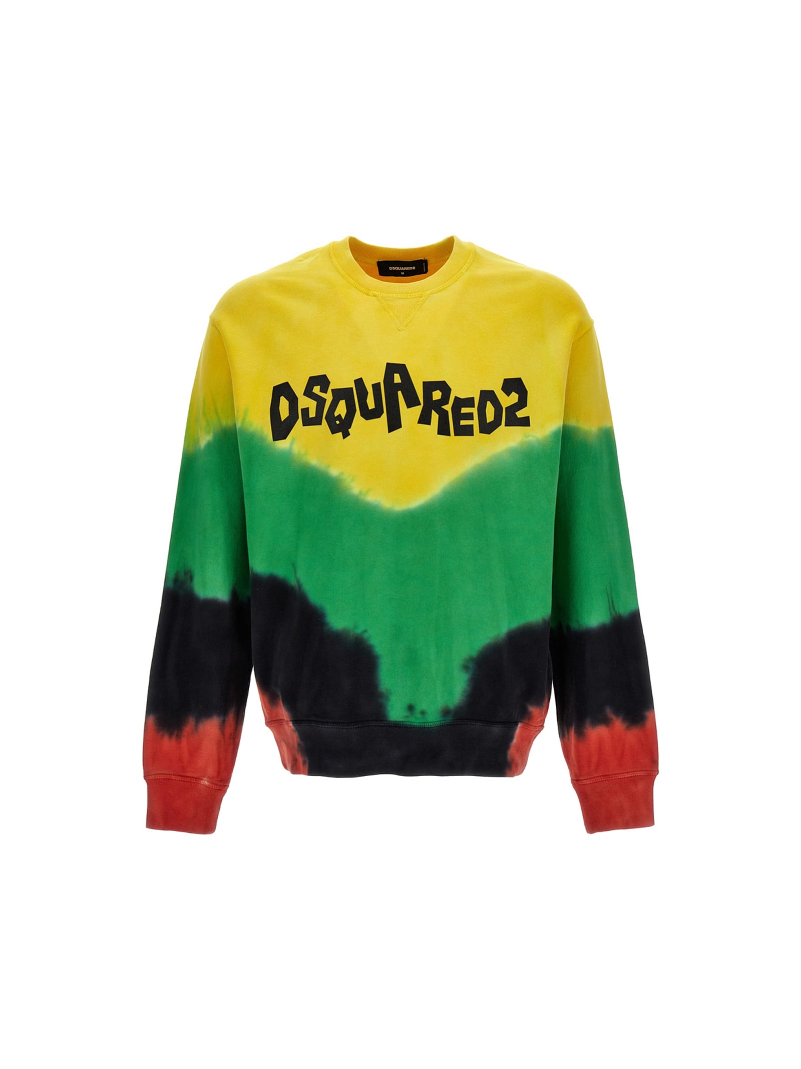 Dsquared2 Tie-dye Crew-neck Sweatshirt With Logo Print In Multicolor