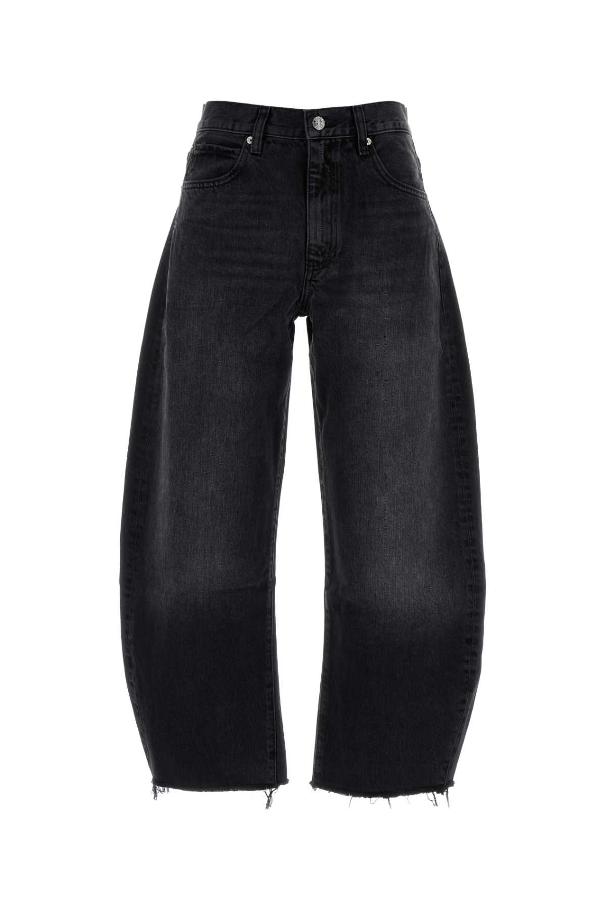 Frame Cropped Trousers Frayed Hem Design In Black