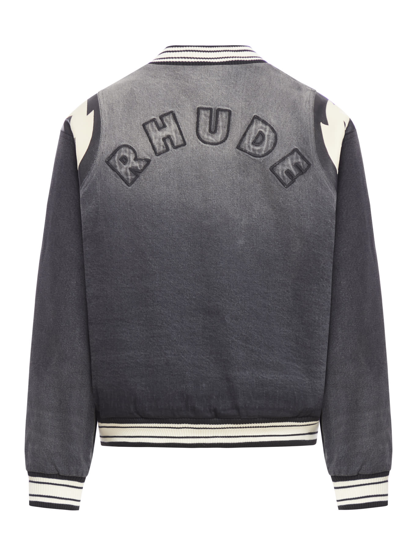 Shop Rhude Denim Lighting Bomber In Black