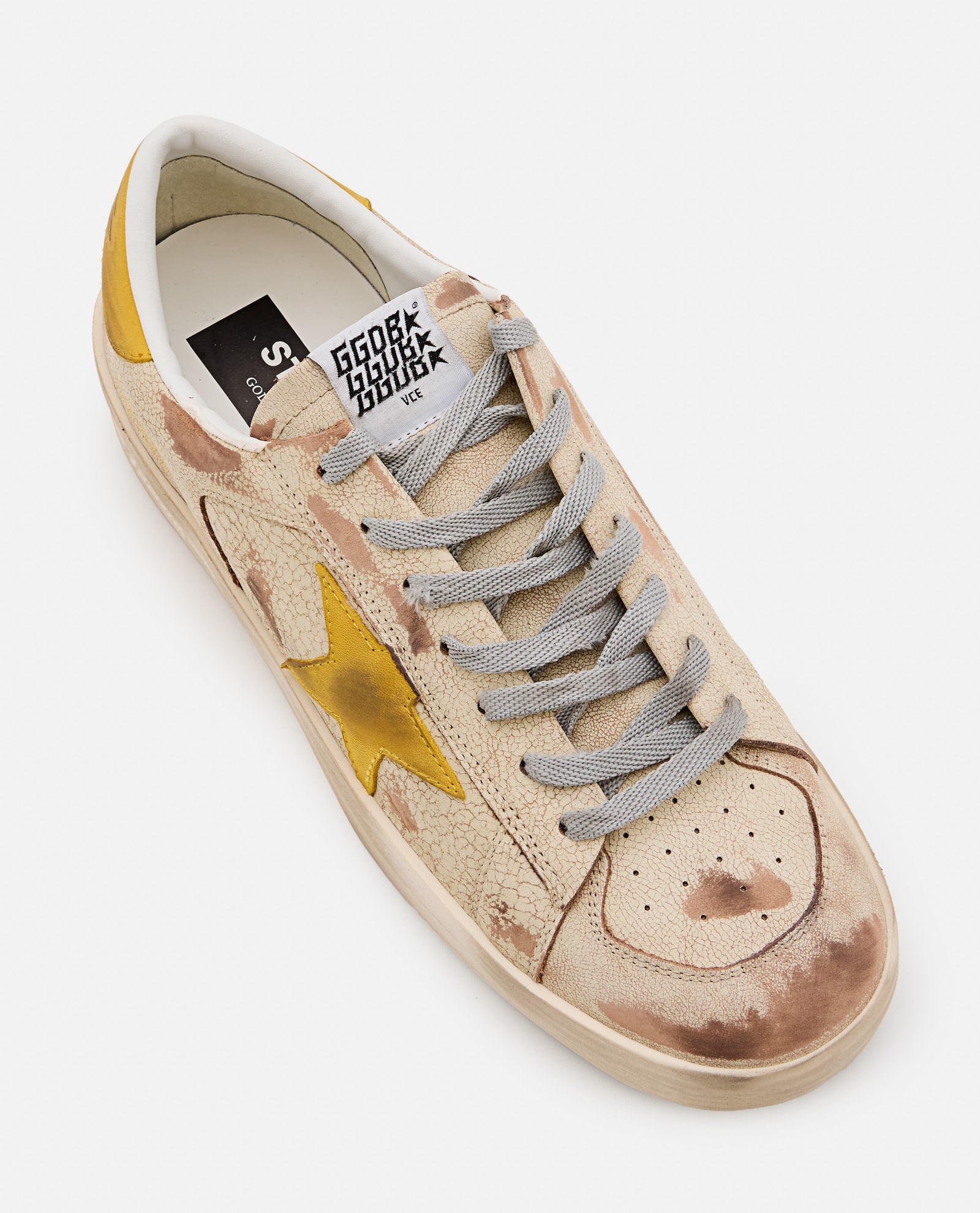 Shop Golden Goose Stardan Leather Upper Nabu Star And Heel In Beige