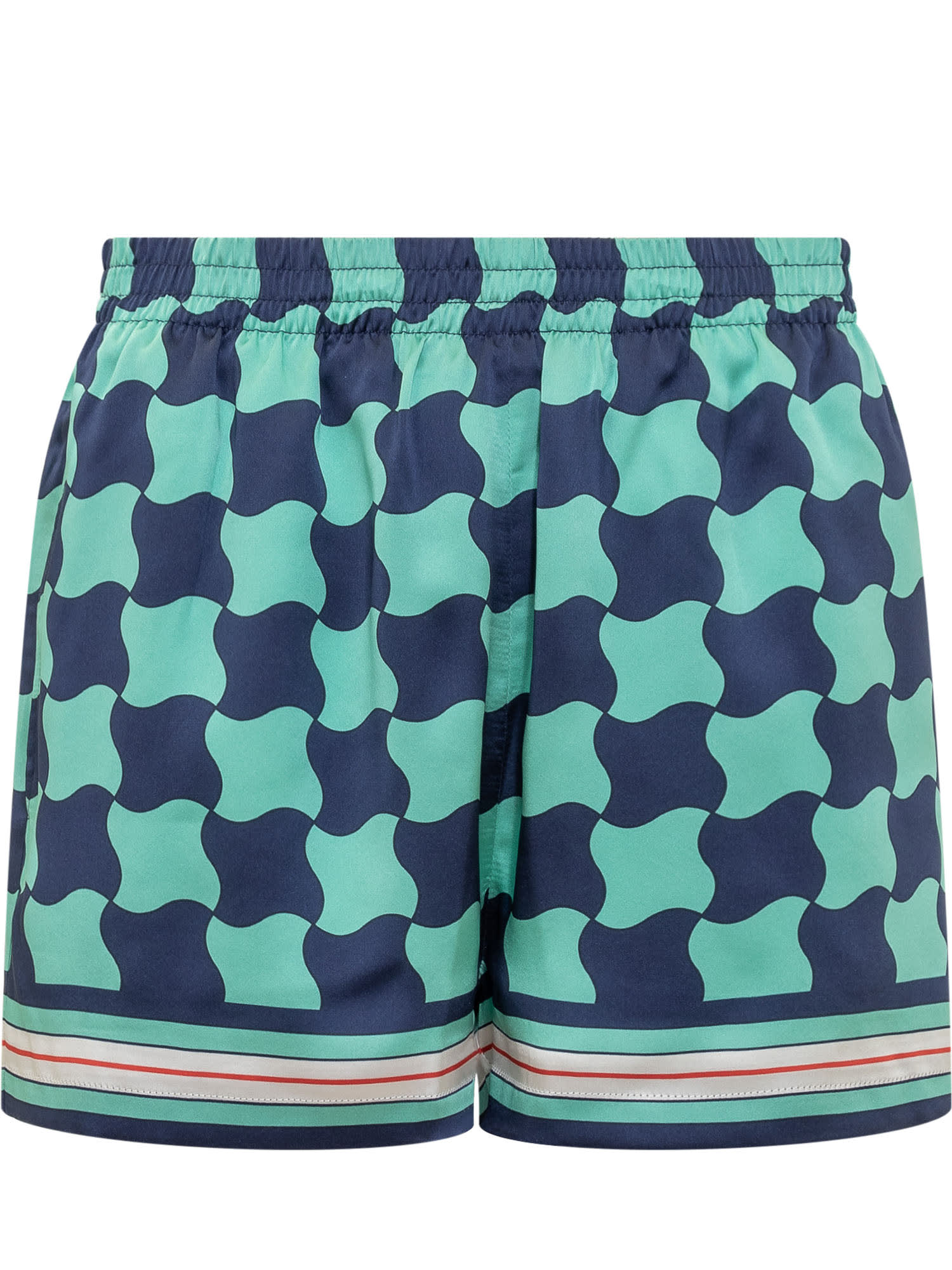 Casablanca Foulard-print Silk Pull-on Shorts In Pool Tile