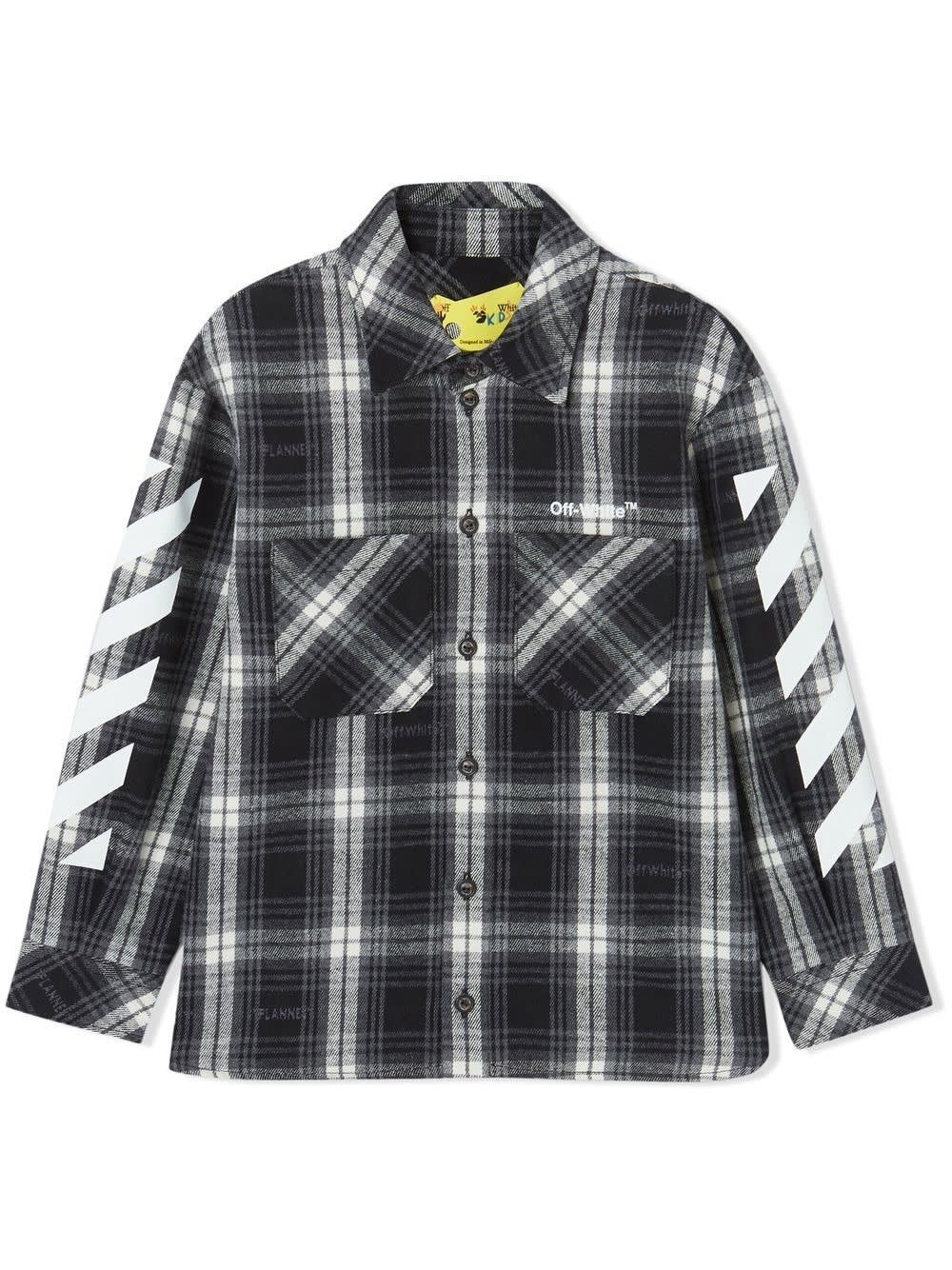 Off-White Black Helvetica Diag Check Flannel Shirt