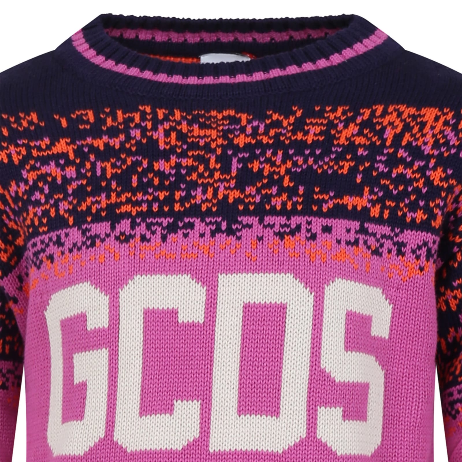 Shop Gcds Mini Fuchsia Sweater For Girl With Logo In Pink