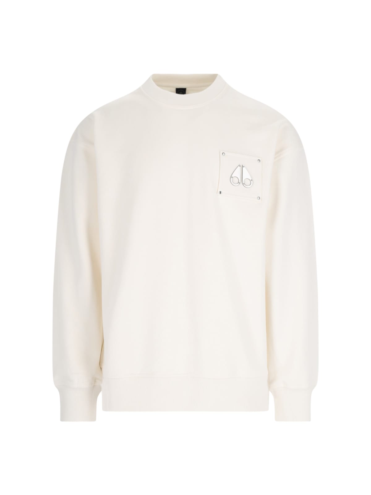 Shop Moose Knuckles Logo Crew Neck Sweatshirt In Crema