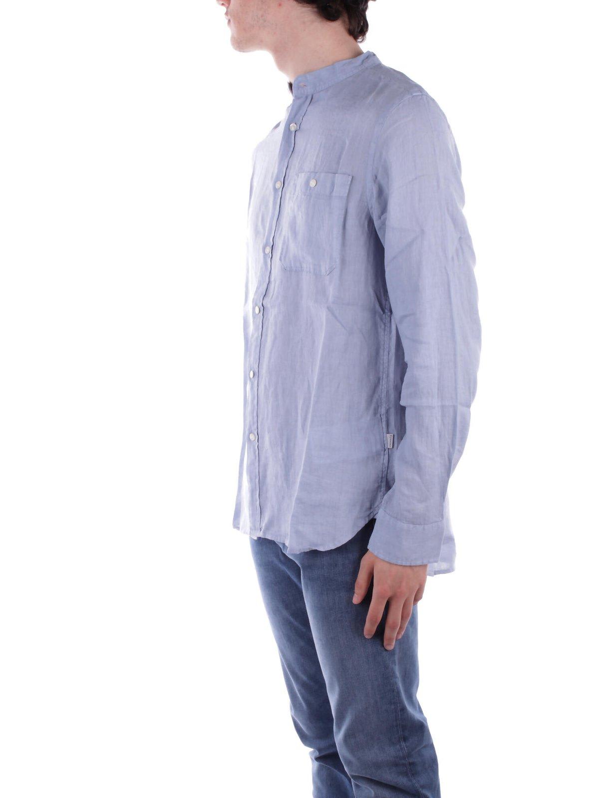 Woolrich Long-sleeved Buttoned Shirt In Blue