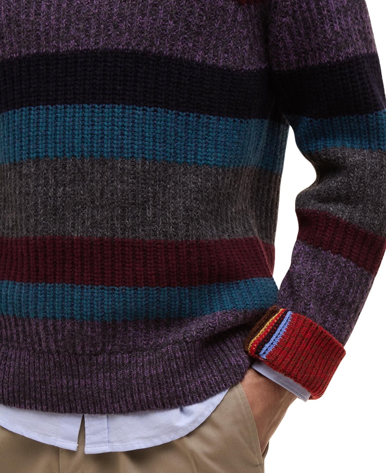 Paul Smith Striped-pattern Crew-neck Sweater In Multi
