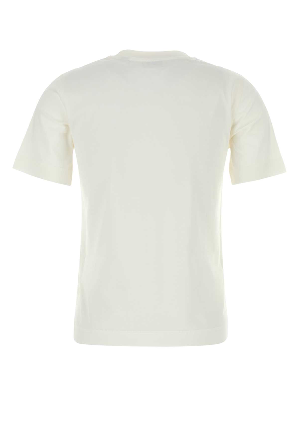 Burberry Cotton T-shirt With Check Application In Chalk