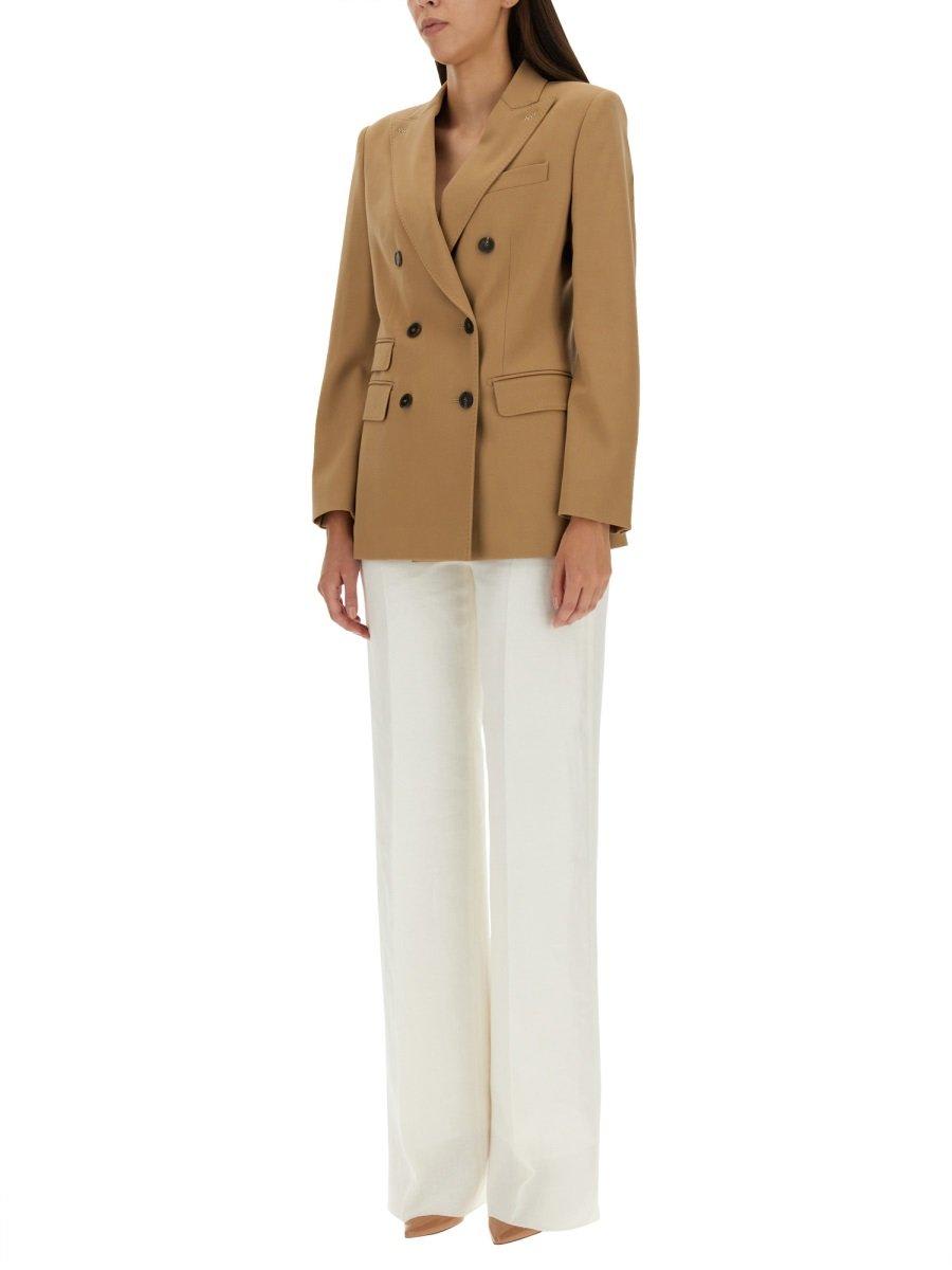 Shop Max Mara Doublebreasted Longsleeved Blazer In Beige