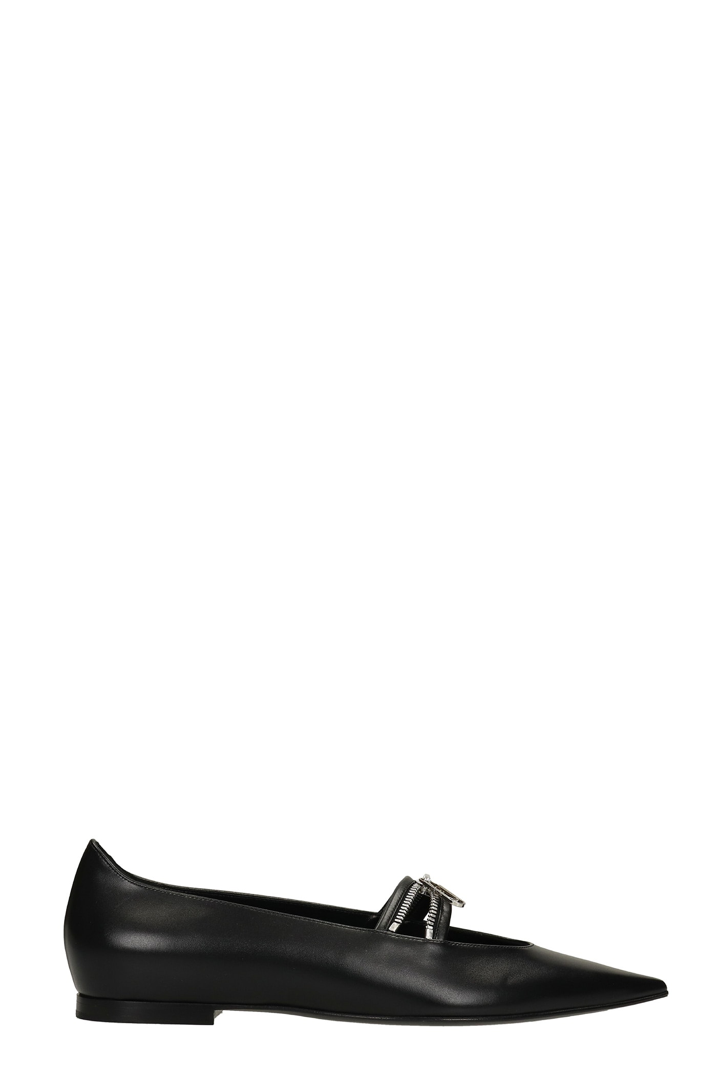 Off-White Ballet Flats In Black Leather