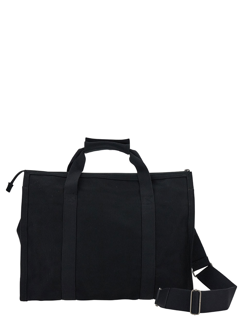 Shop Apc Black Gym Bag With Contrasting Logo Print In Cotton Man