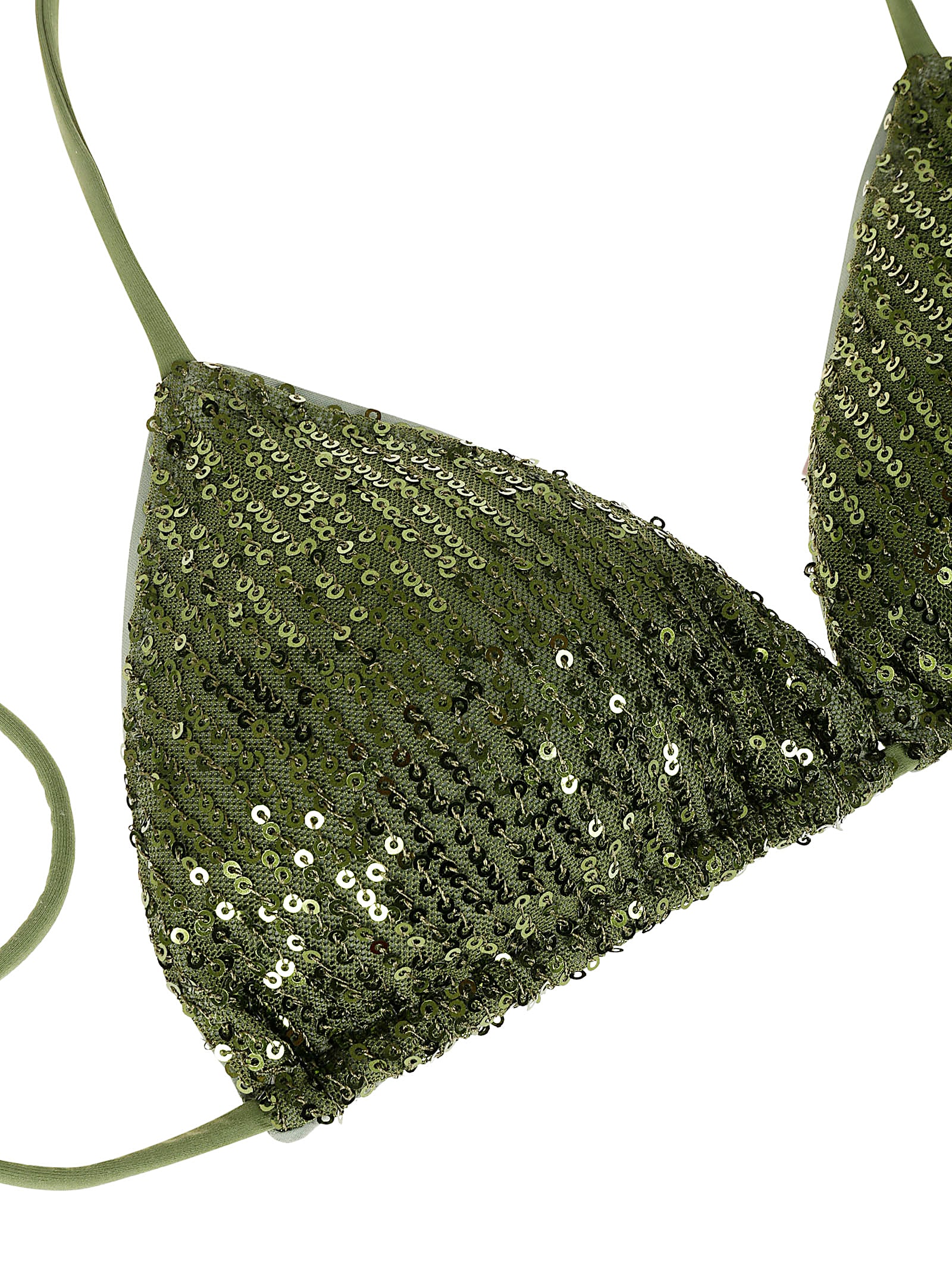 Mc2 Saint Barth Sequin Triangle Bikini Top In Green